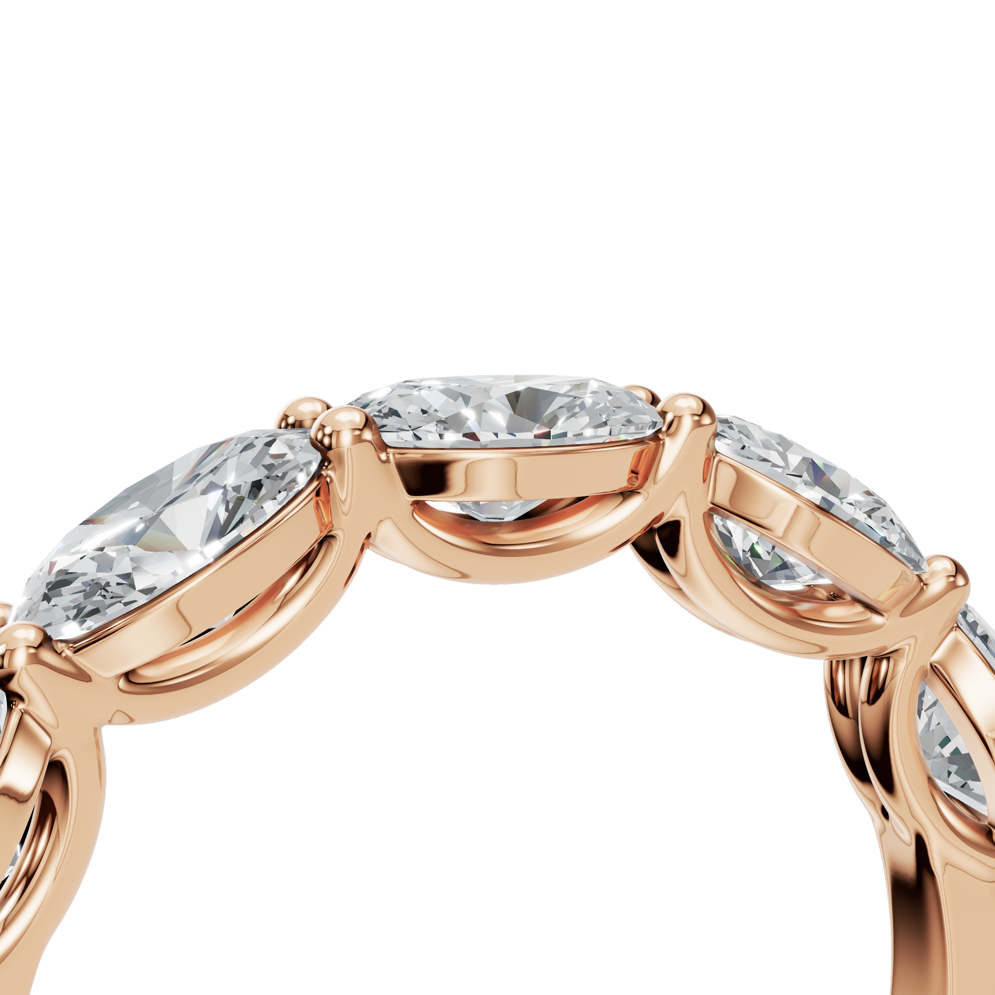 Oval Diamond Band with Round Accent Stones