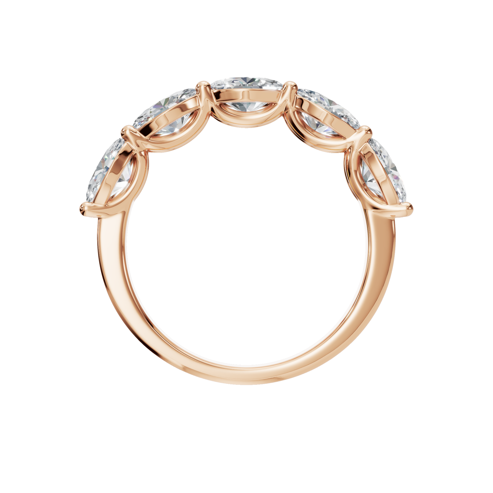 Oval Diamond Band with Round Accent Stones