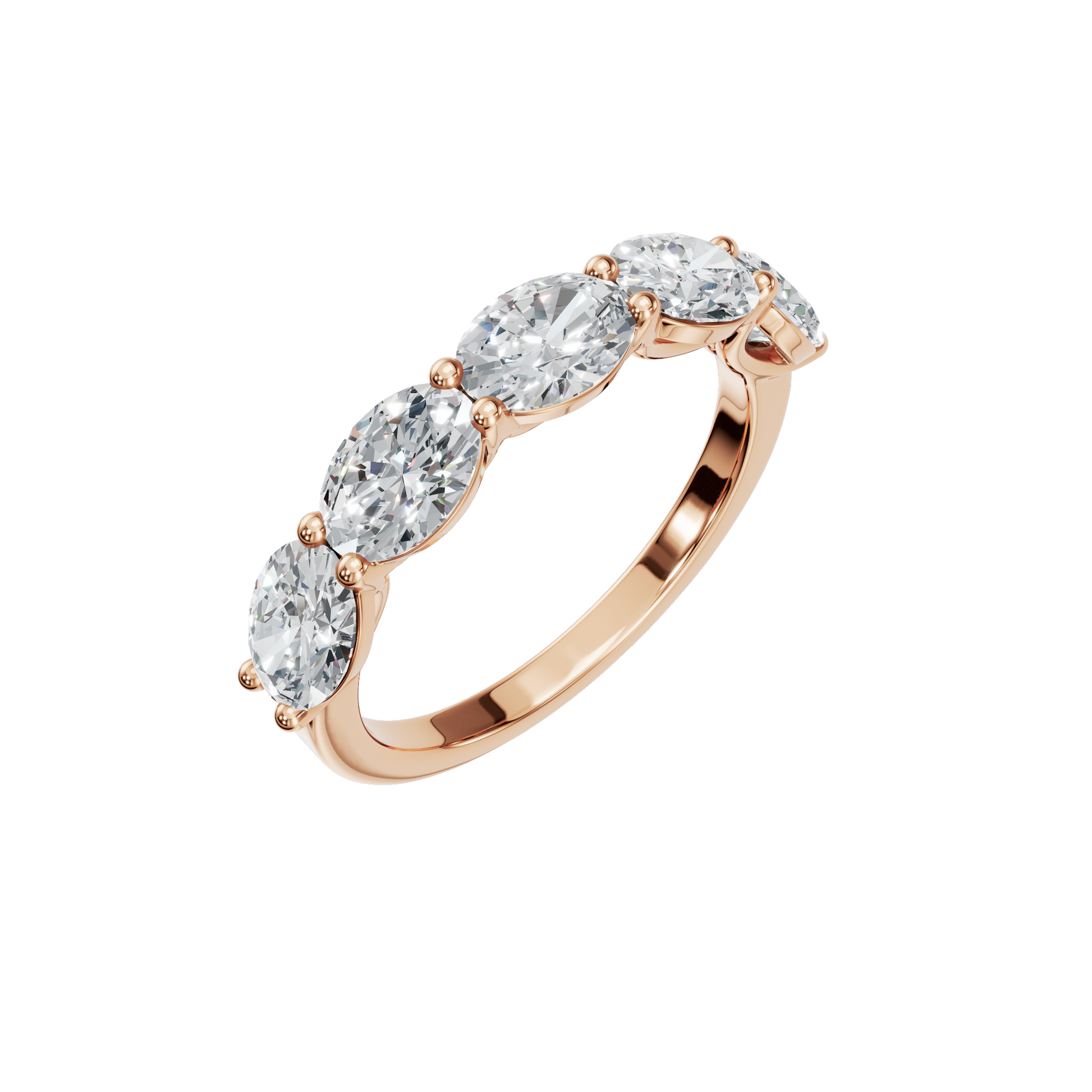 Oval Diamond Band with Round Accent Stones