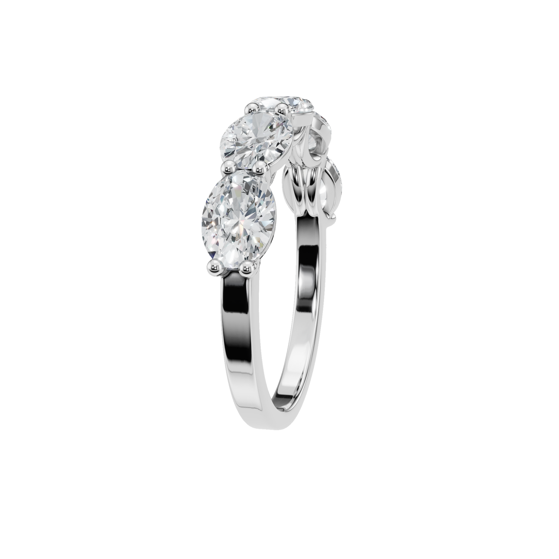 Oval Diamond Band with Round Accent Stones