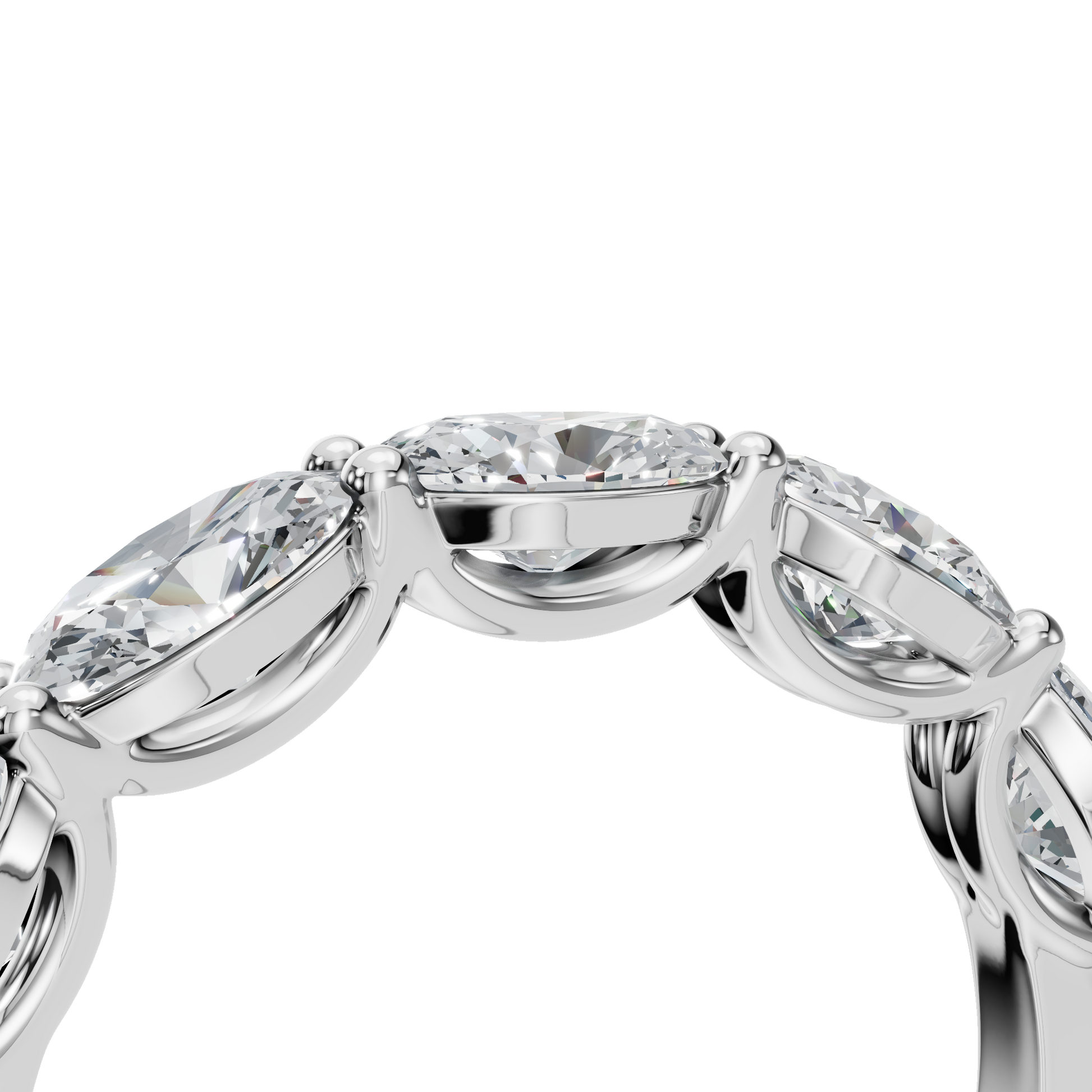 Oval Diamond Band with Round Accent Stones