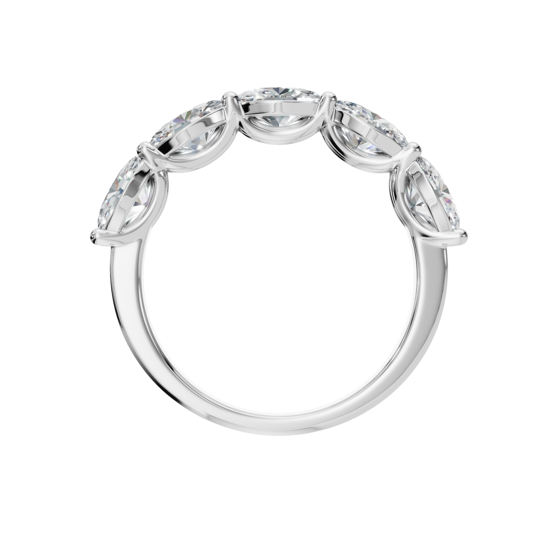 Oval Diamond Band with Round Accent Stones