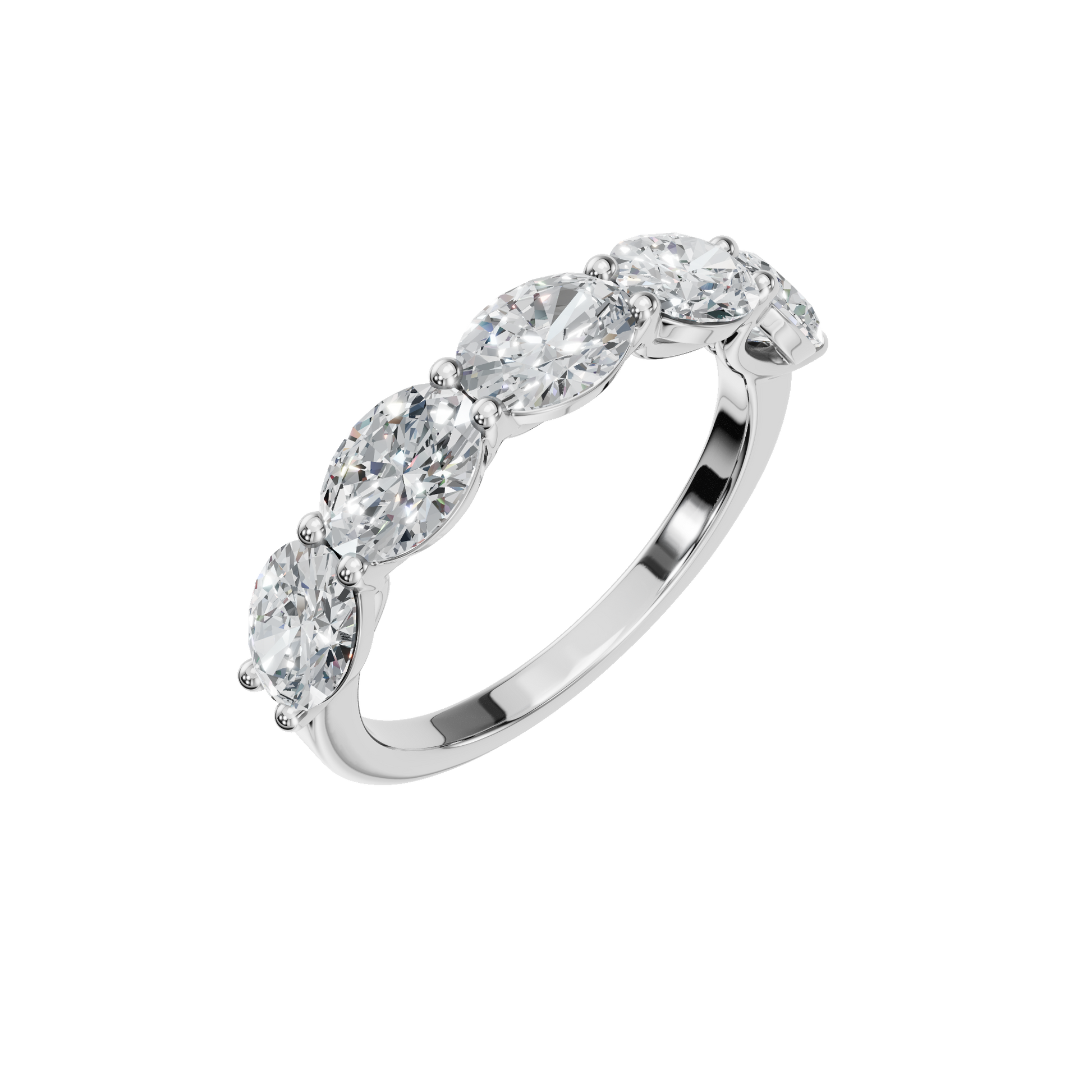 Oval Diamond Band with Round Accent Stones