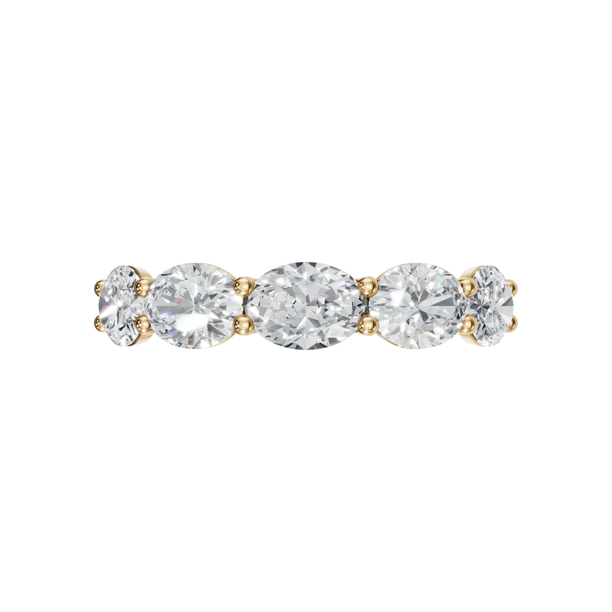 2.19Ct Oval Diamond Ring in Gold | Elegant Multi Stone Five Diamond Fine Jewelry Ring