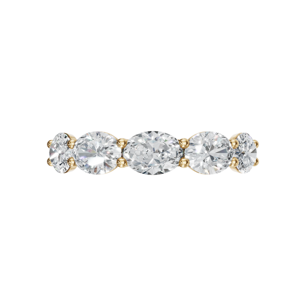 2.19 Ct Oval Five Stone Diamond Ring in 14K Yellow Gold