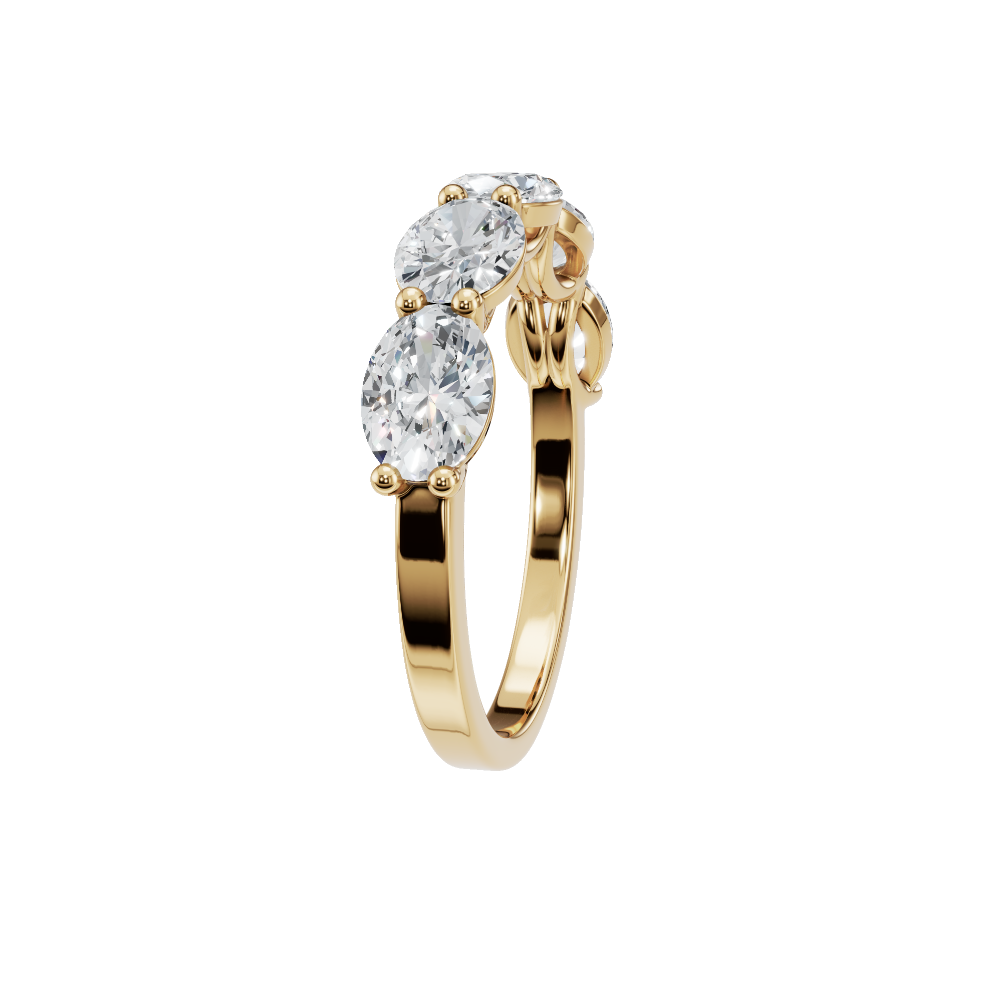 2.19 Ct Oval Five Stone Diamond Ring in 14K Yellow Gold