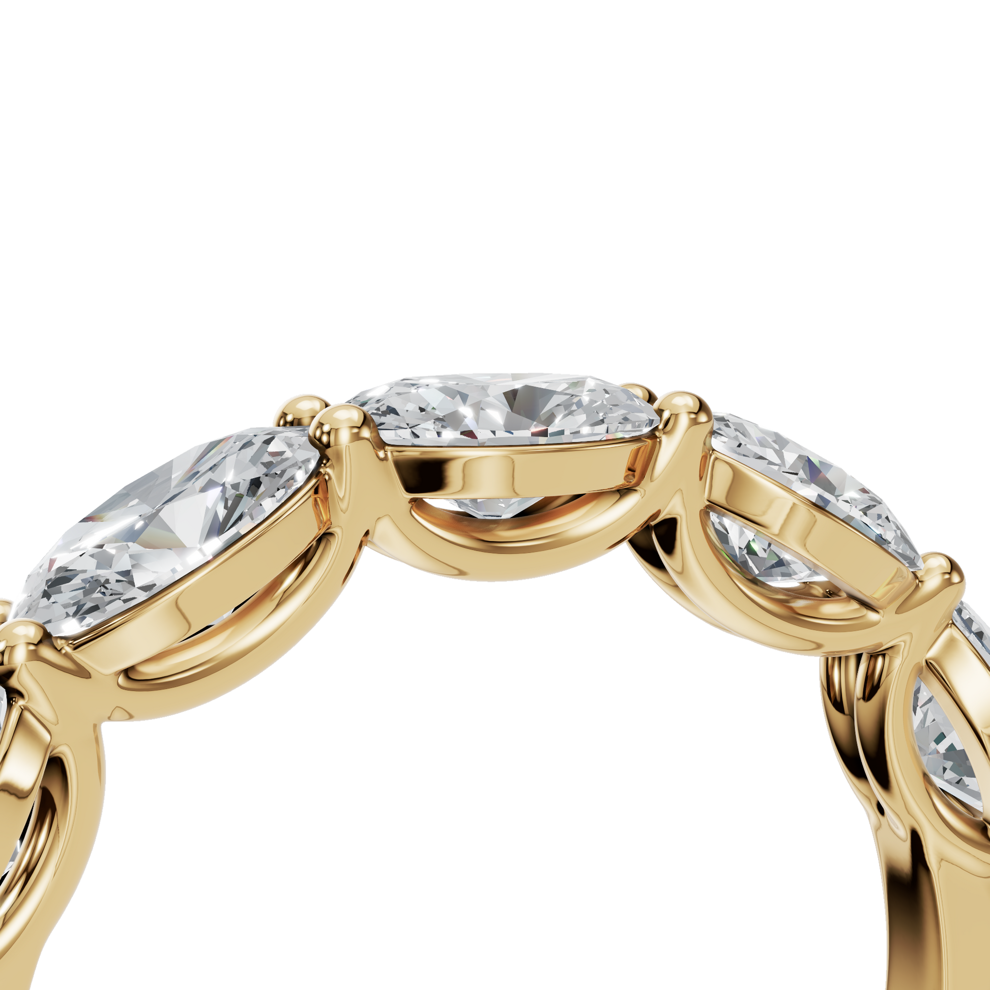 Oval Diamond Band with Round Accent Stones