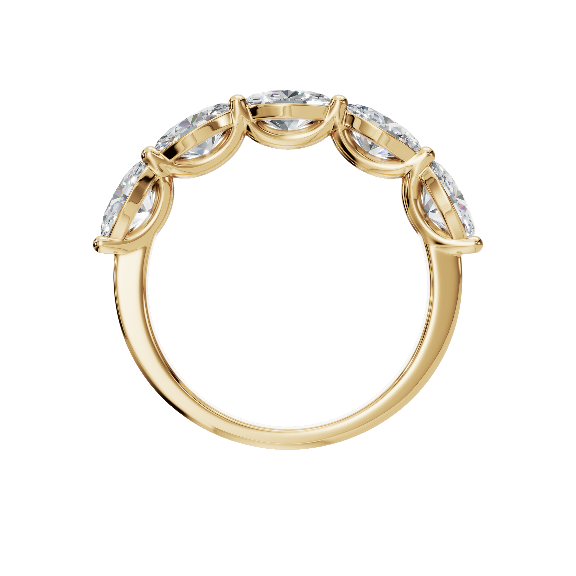 Oval Diamond Band with Round Accent Stones