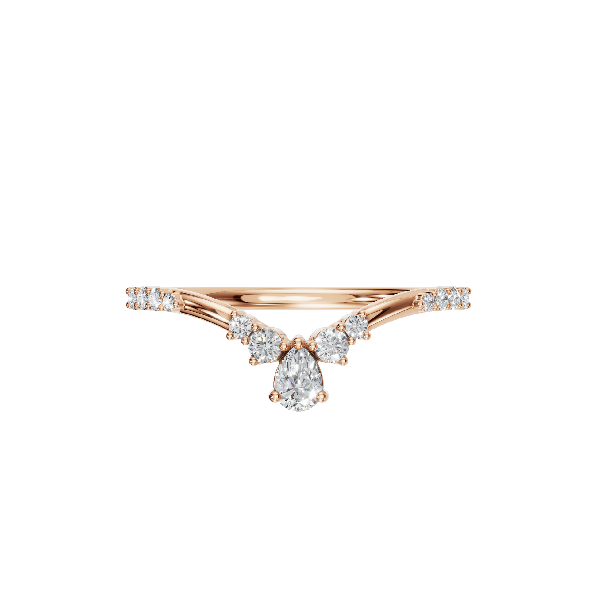0.13 CTW Pear Cut Cluster Lab Diamond Promise Ring in Solid Yellow 14K Gold