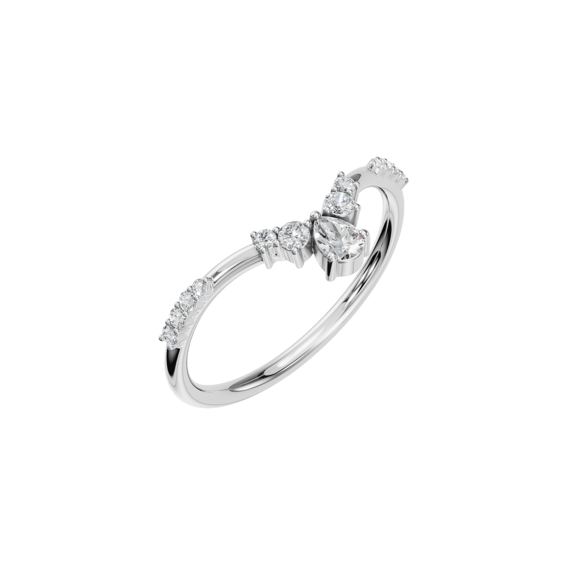 0.13 CTW Pear Cut Cluster Lab Diamond Promise Ring in Solid Yellow 14K Gold