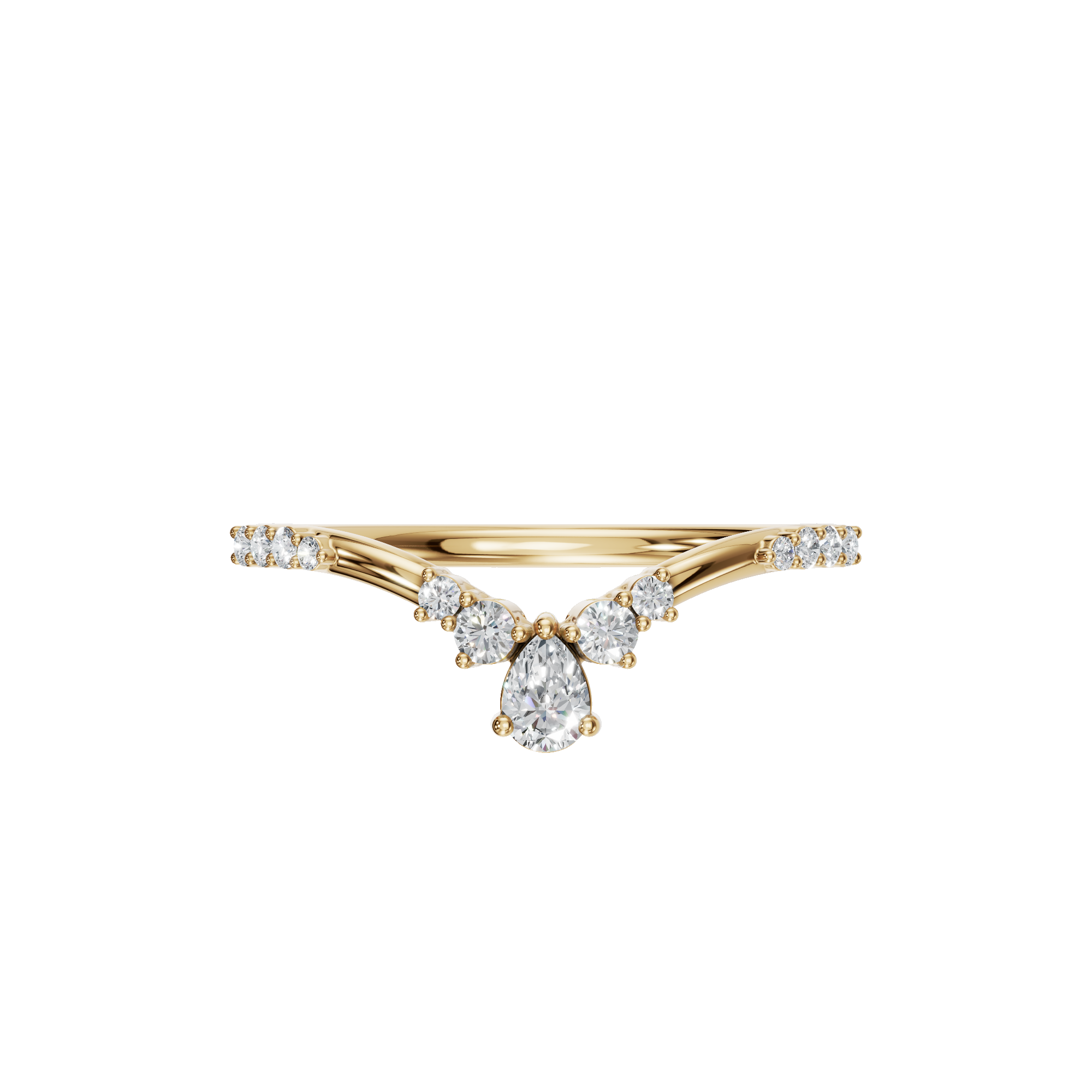 0.30Ct Multi Shape Diamond Chevron Ring in Gold | Elegant V Band Ring