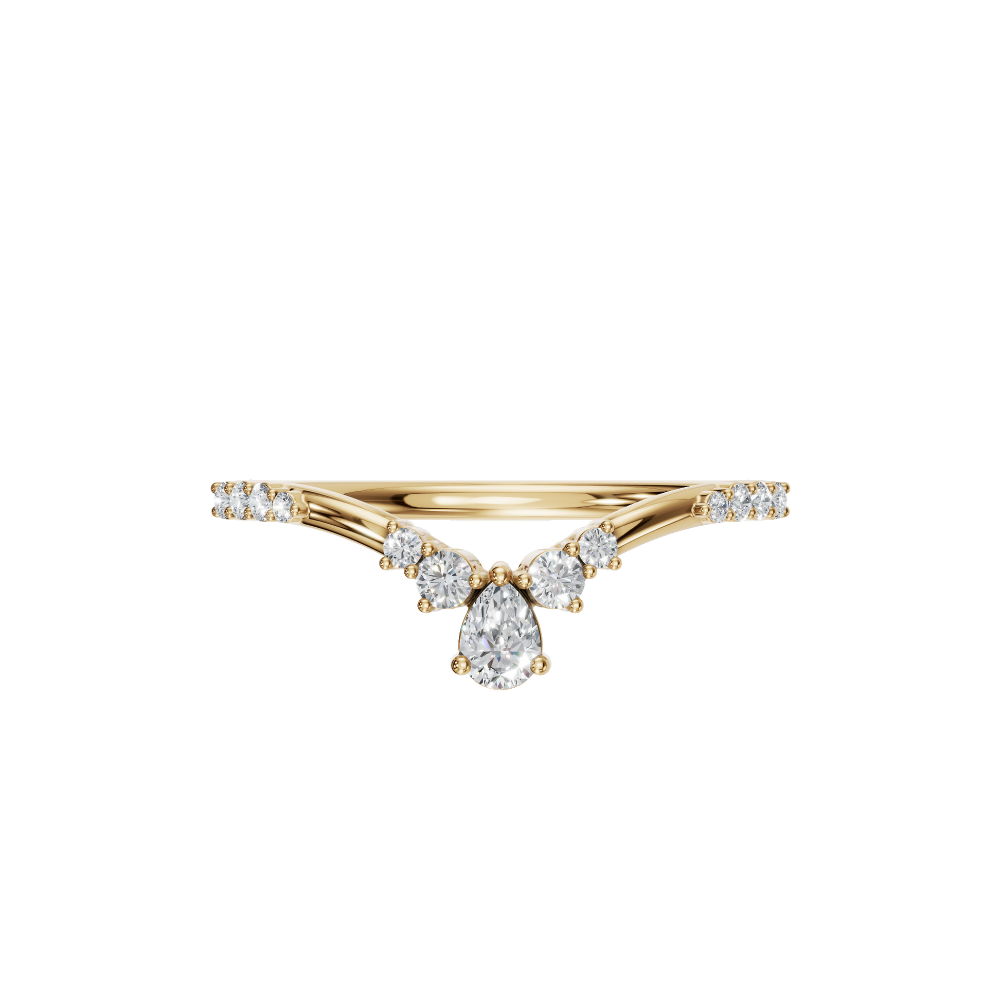 0.13 CTW Pear Cut Cluster Lab Diamond Promise Ring in Solid Yellow 14K Gold