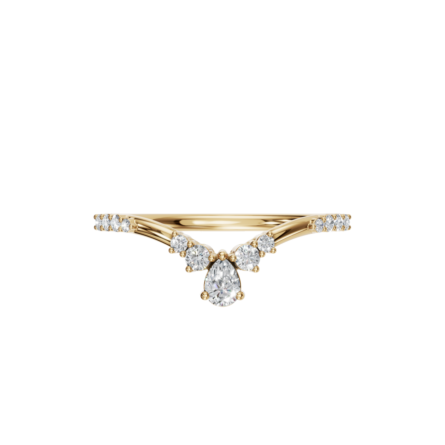 V-Shape Pear Cut Diamond Bezel Set Cluster Ring