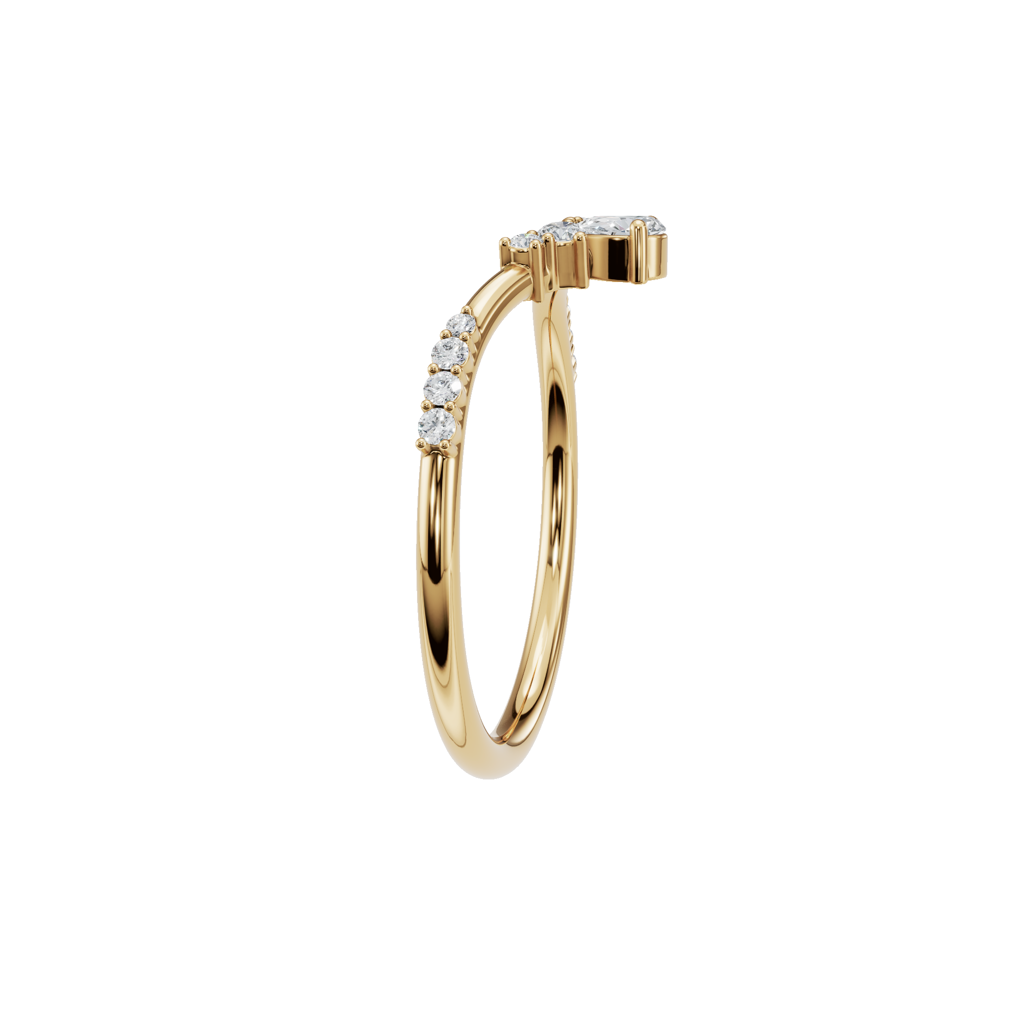 0.30Ct Multi Shape Diamond Chevron Ring in Gold | Elegant V Band Ring
