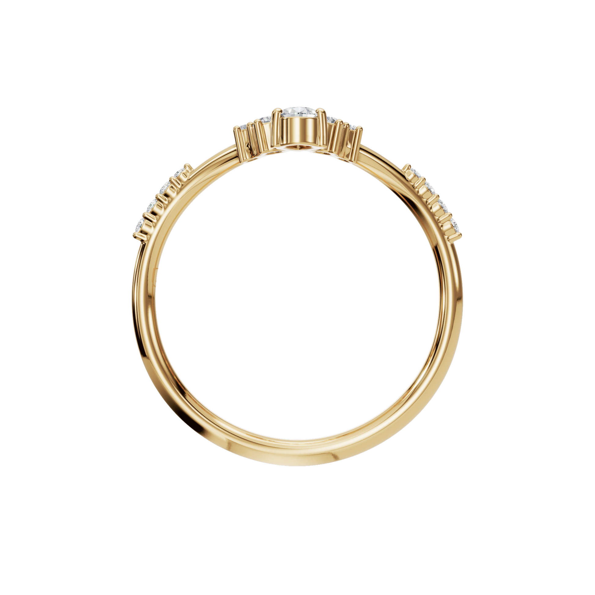 0.13 CTW Pear Cut Cluster Lab Diamond Promise Ring in Solid Yellow 14K Gold