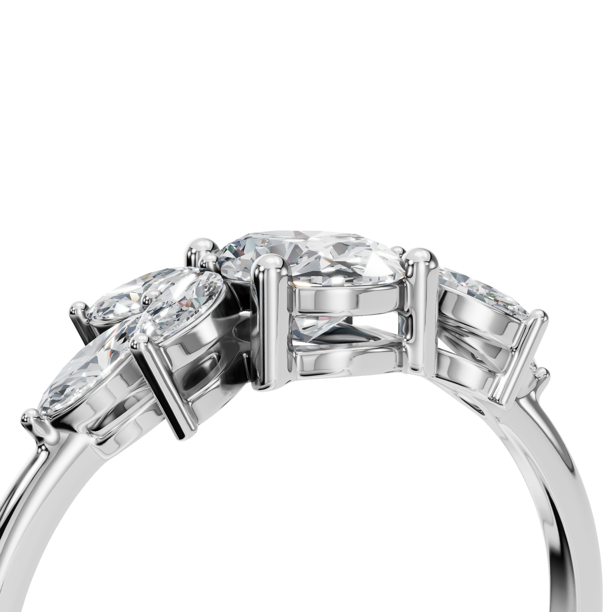 1.09 CTW Oval & Marquise Diamond Ring – Elegant Cluster Gold Ring