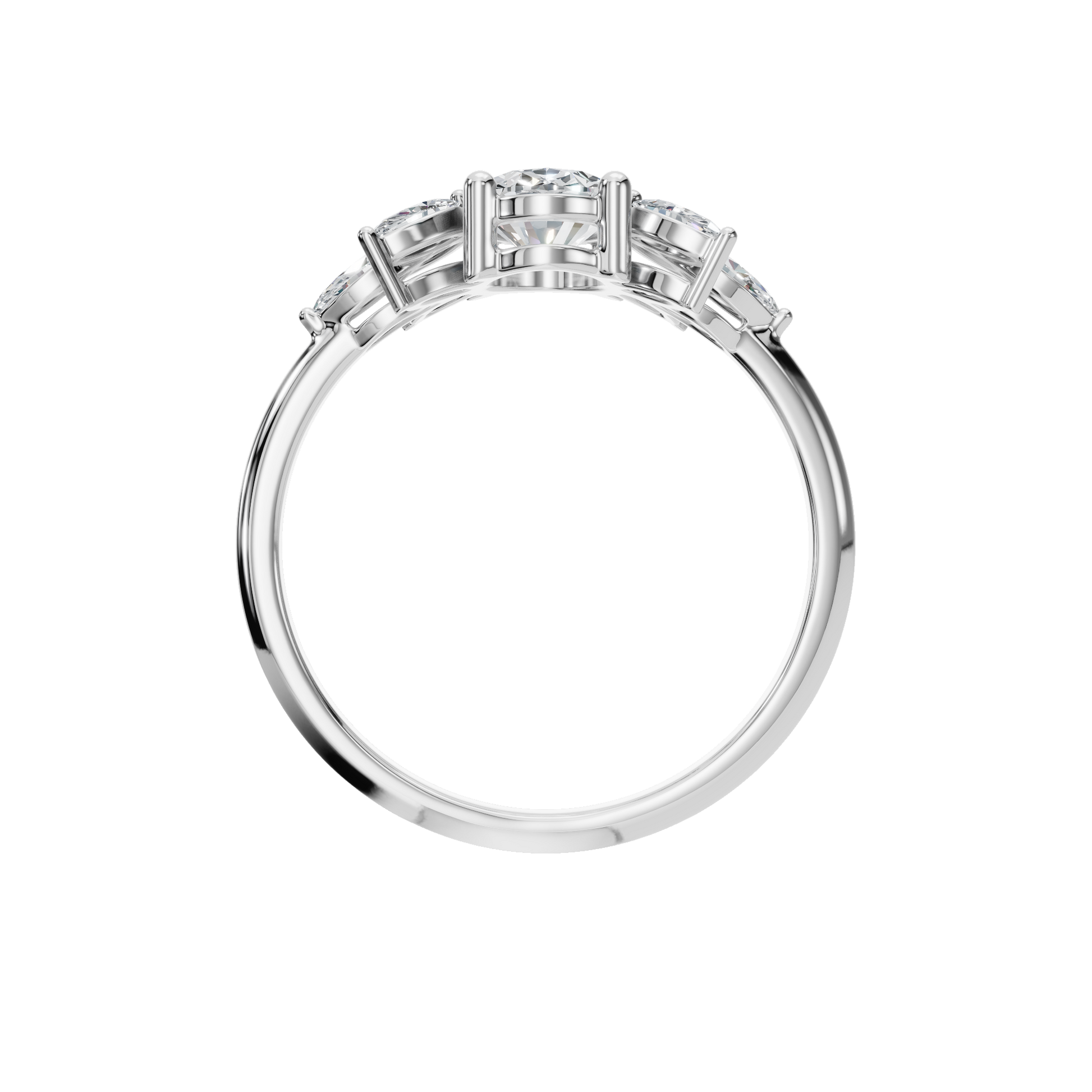 1.09 CTW Oval & Marquise Diamond Ring – Elegant Cluster Gold Ring