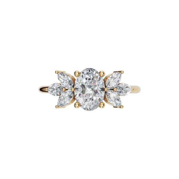 Oval & Marquise Diamond Ring – Elegant Cluster Gold Ring For Her