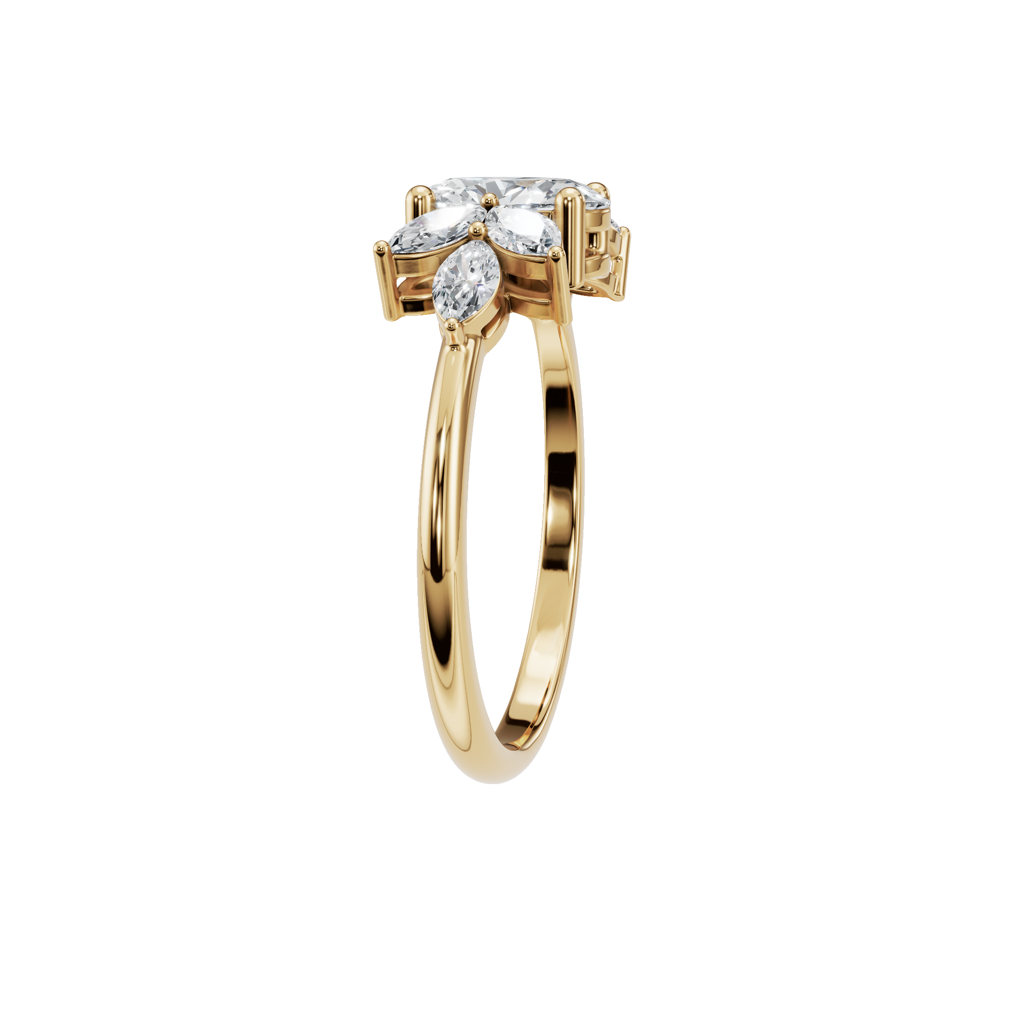Oval & Marquise Diamond Ring – Elegant Cluster Gold Ring For Her