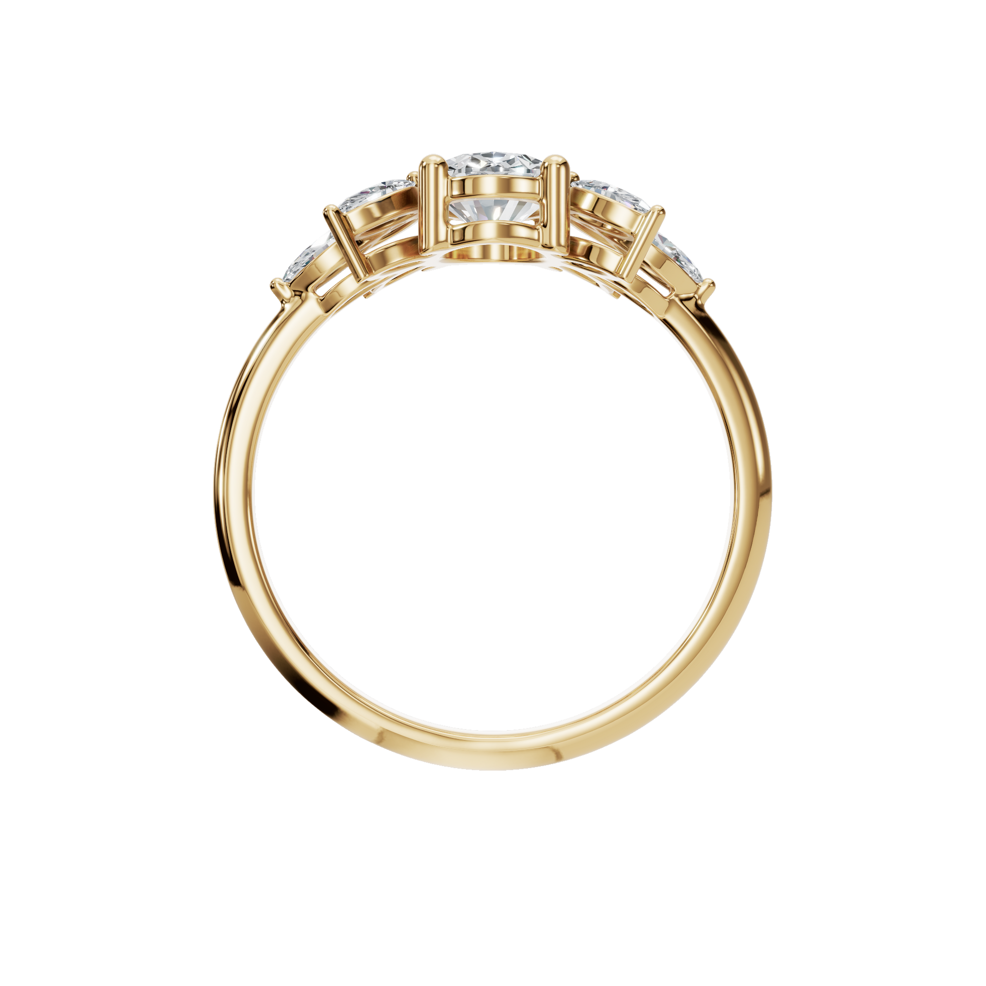 1.09 CTW Oval & Marquise Diamond Ring – Elegant Cluster Gold Ring