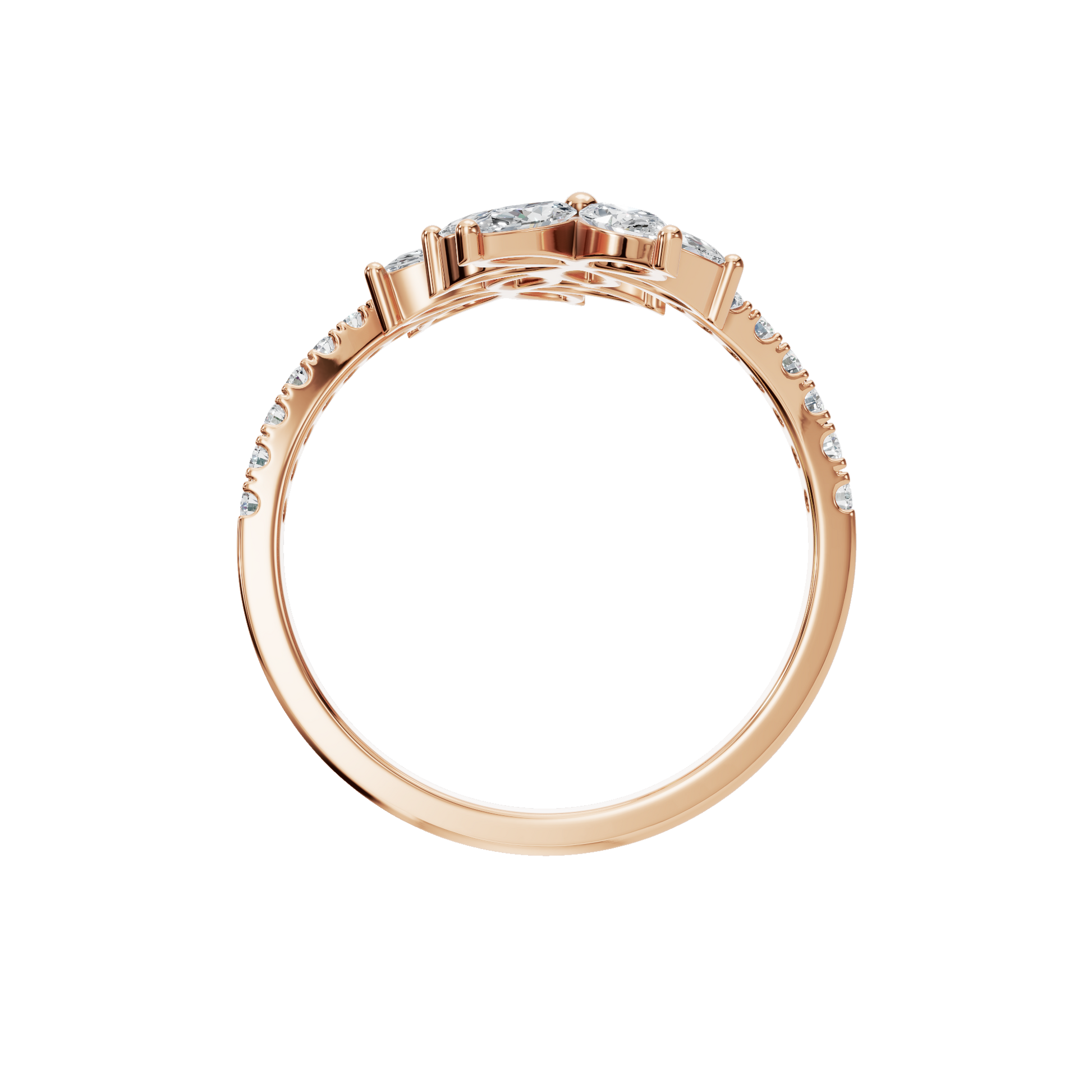 1.06 CTW Diamond Flower Ring – Round & Marquise Double Bloom Design