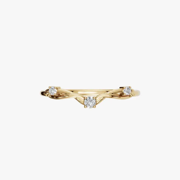 Round Diamond Crown V Ring in Gold | Minimal Chevron Fine Jewelry Ring