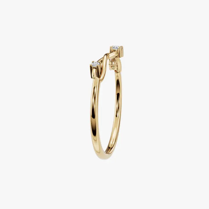 Round Diamond Crown V Ring in Gold | Minimal Chevron Fine Jewelry Ring