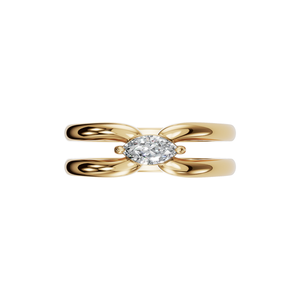 Marquise Cut Diamond Split Shank Engagement Ring in 14K Yellow Gold