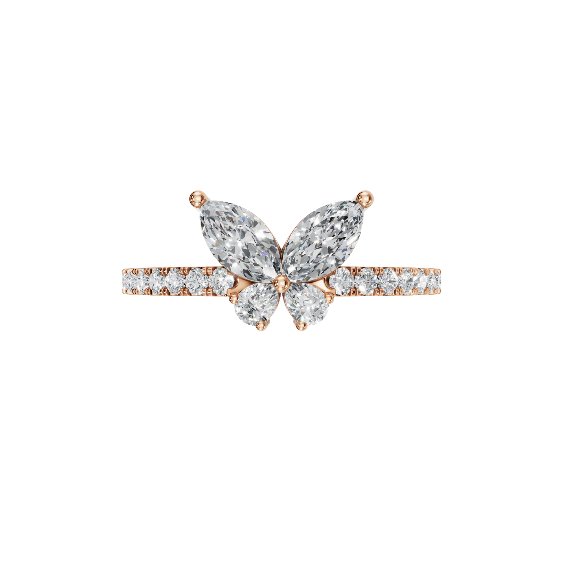 0.68 CTW Diamond Cluster Ring – Multi Shape Floral Gold Ring