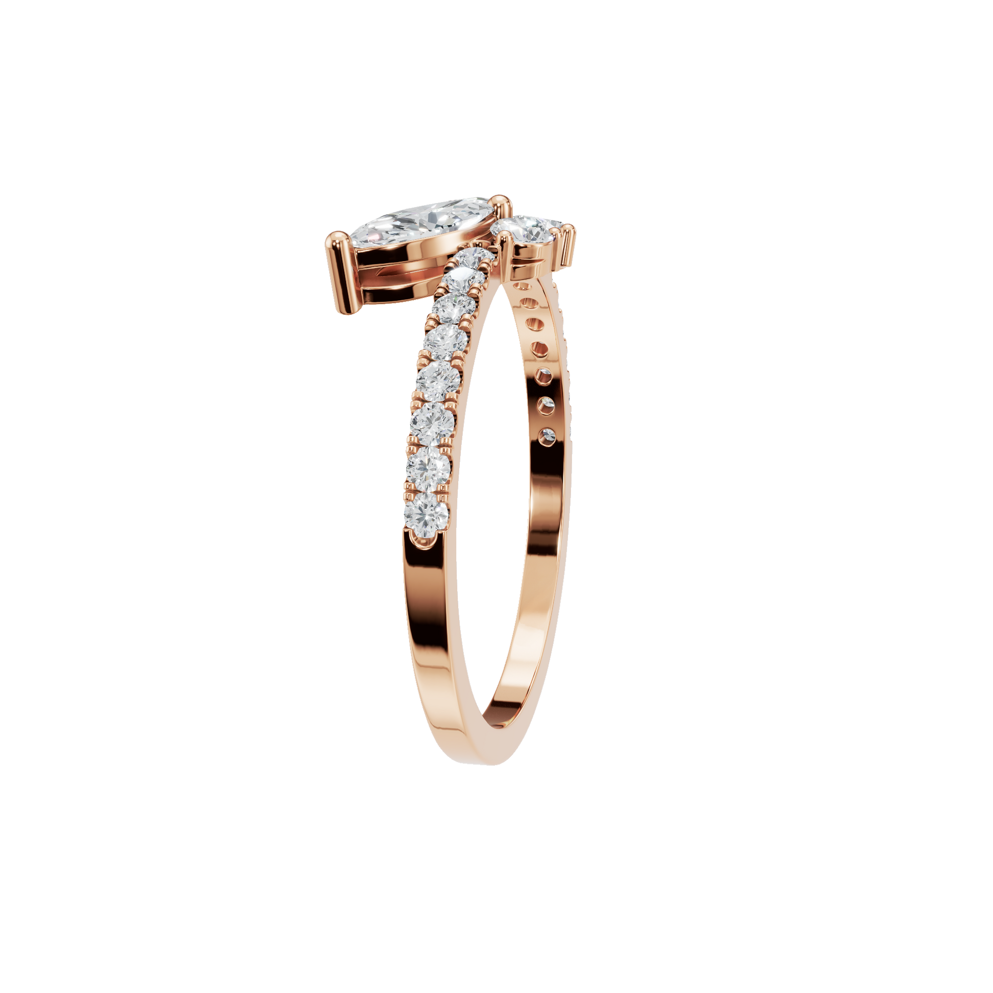 0.68 CTW Diamond Cluster Ring – Multi Shape Floral Gold Ring