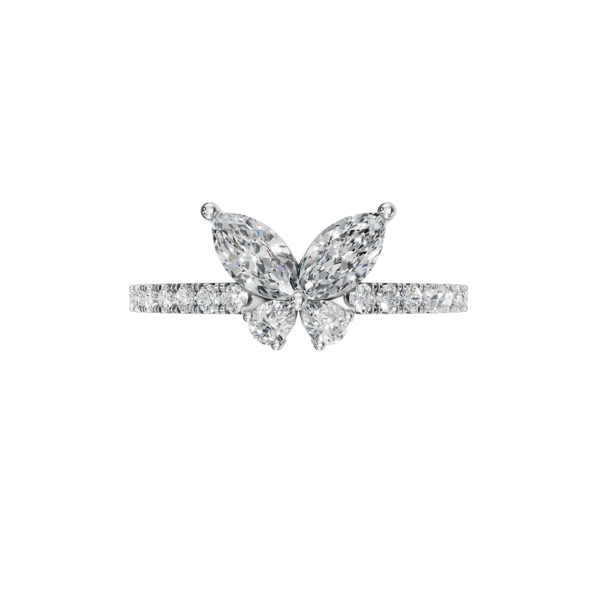 0.68 CTW Diamond Cluster Ring – Multi Shape Floral Gold Ring