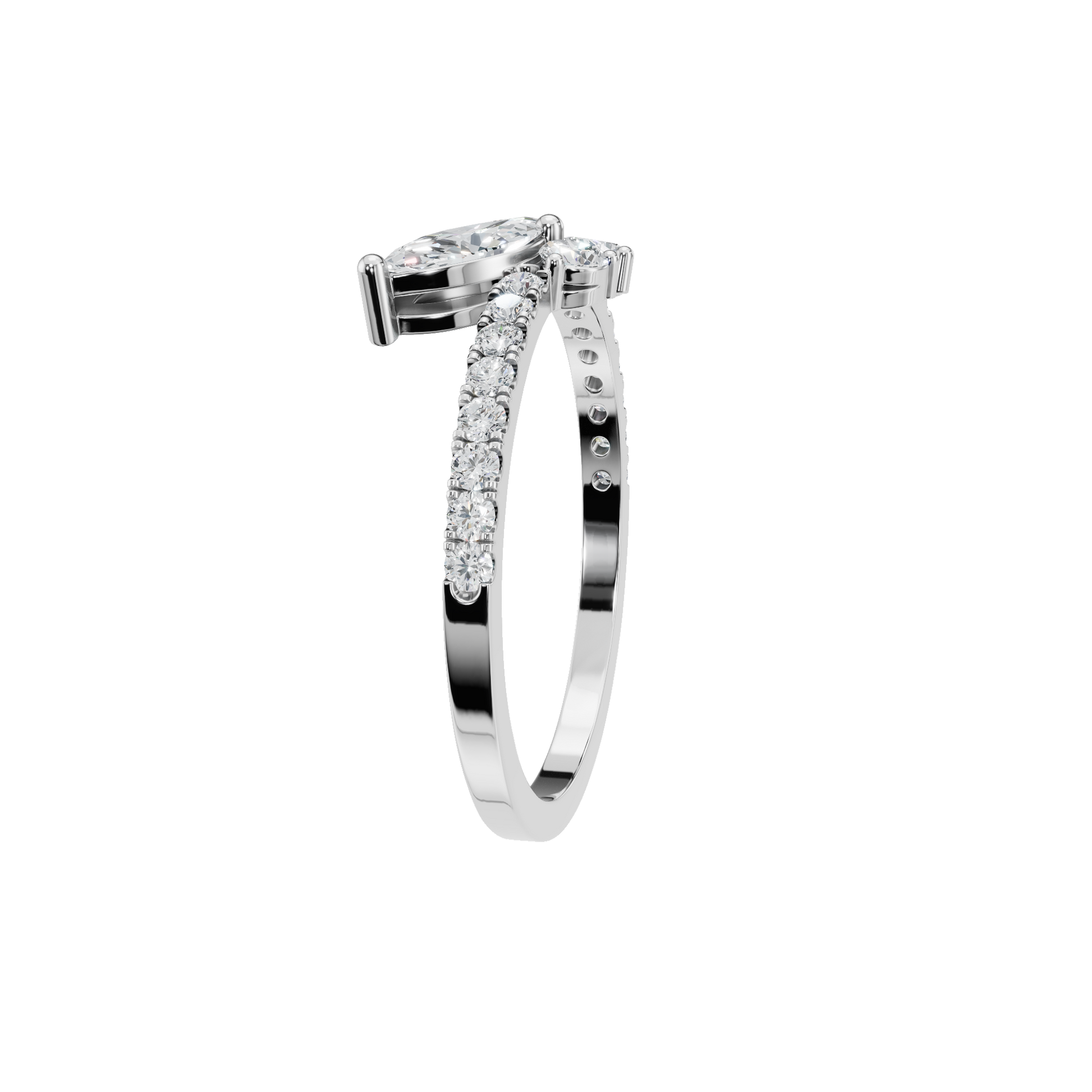 0.68 CTW Diamond Cluster Ring – Multi Shape Floral Gold Ring