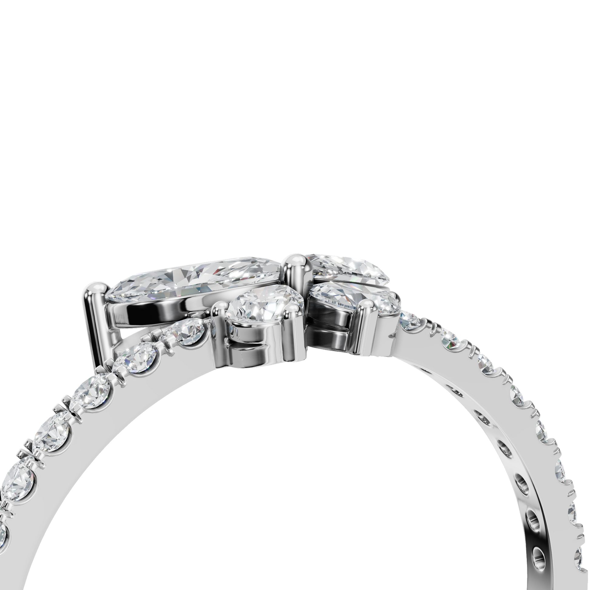 0.68 CTW Diamond Cluster Ring – Multi Shape Floral Gold Ring