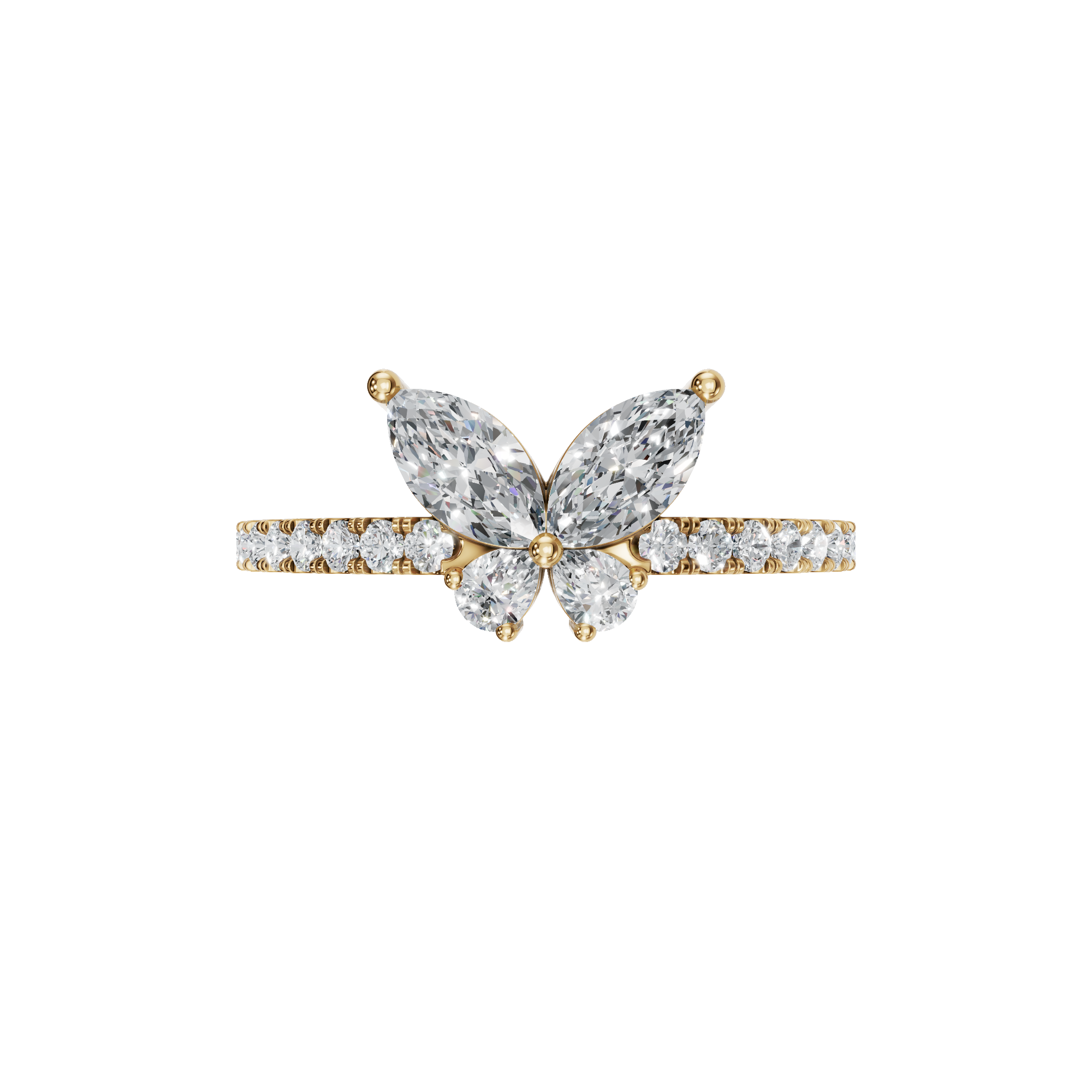 0.68 CTW Diamond Cluster Ring – Multi Shape Floral Gold Ring