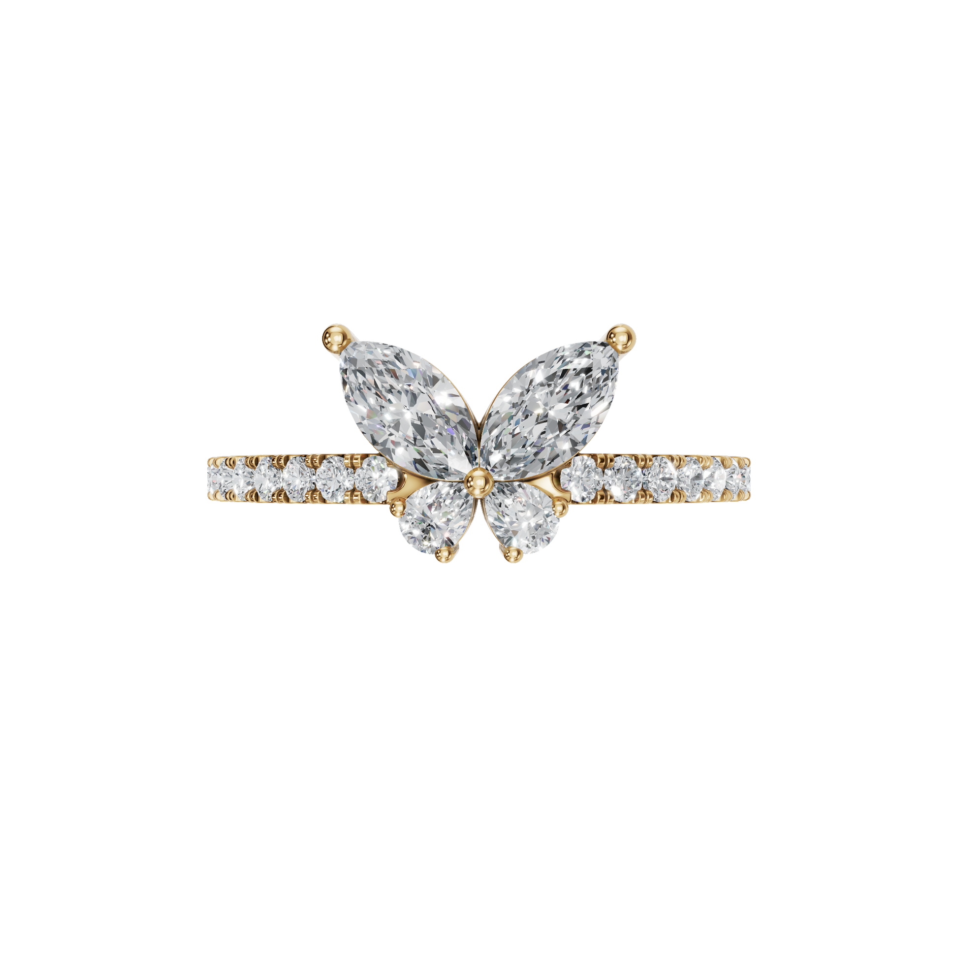 0.68 CTW Diamond Cluster Ring – Multi Shape Floral Gold Ring