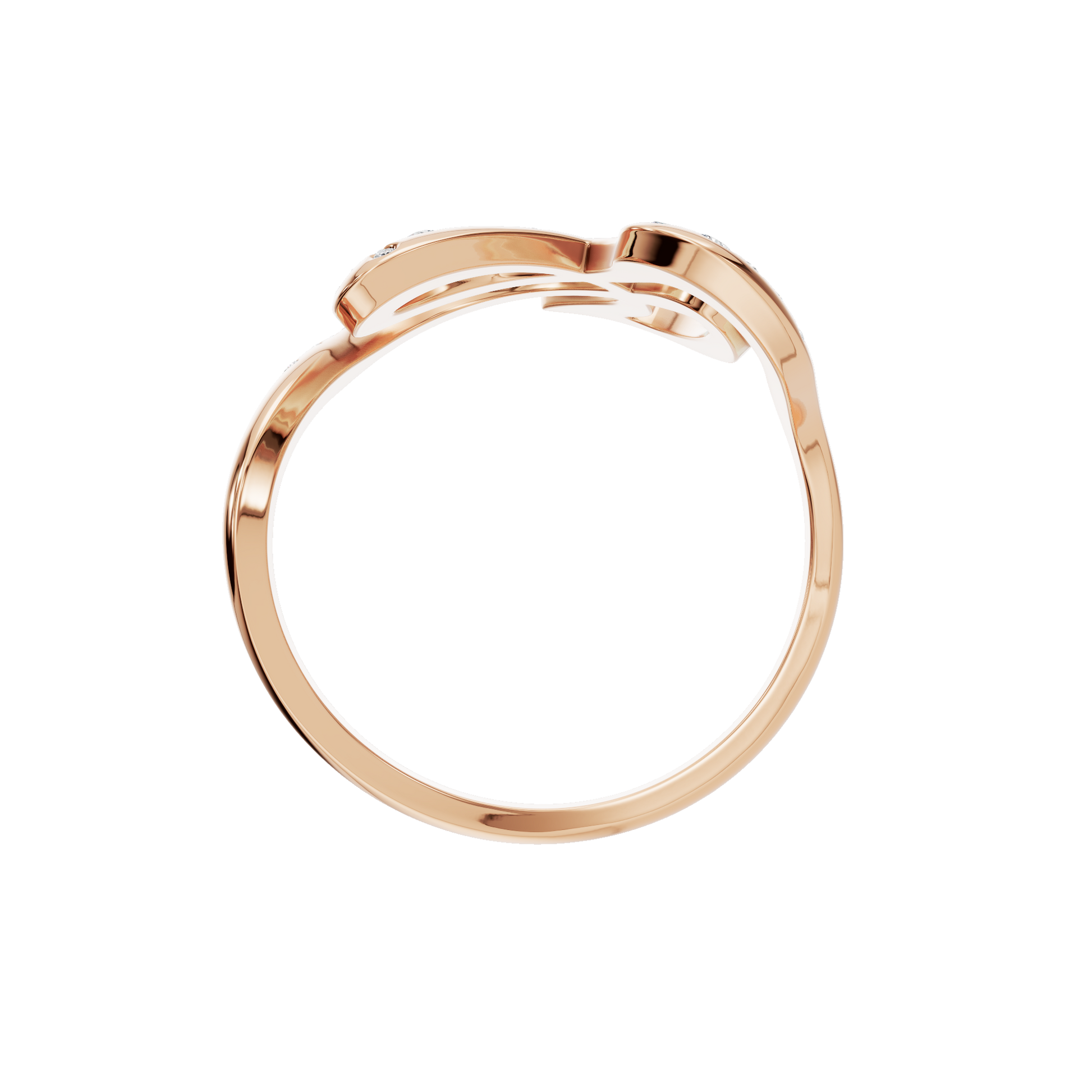 Round Diamond Abstract Statement Ring in Gold | Modern Artistic Open Design Ring