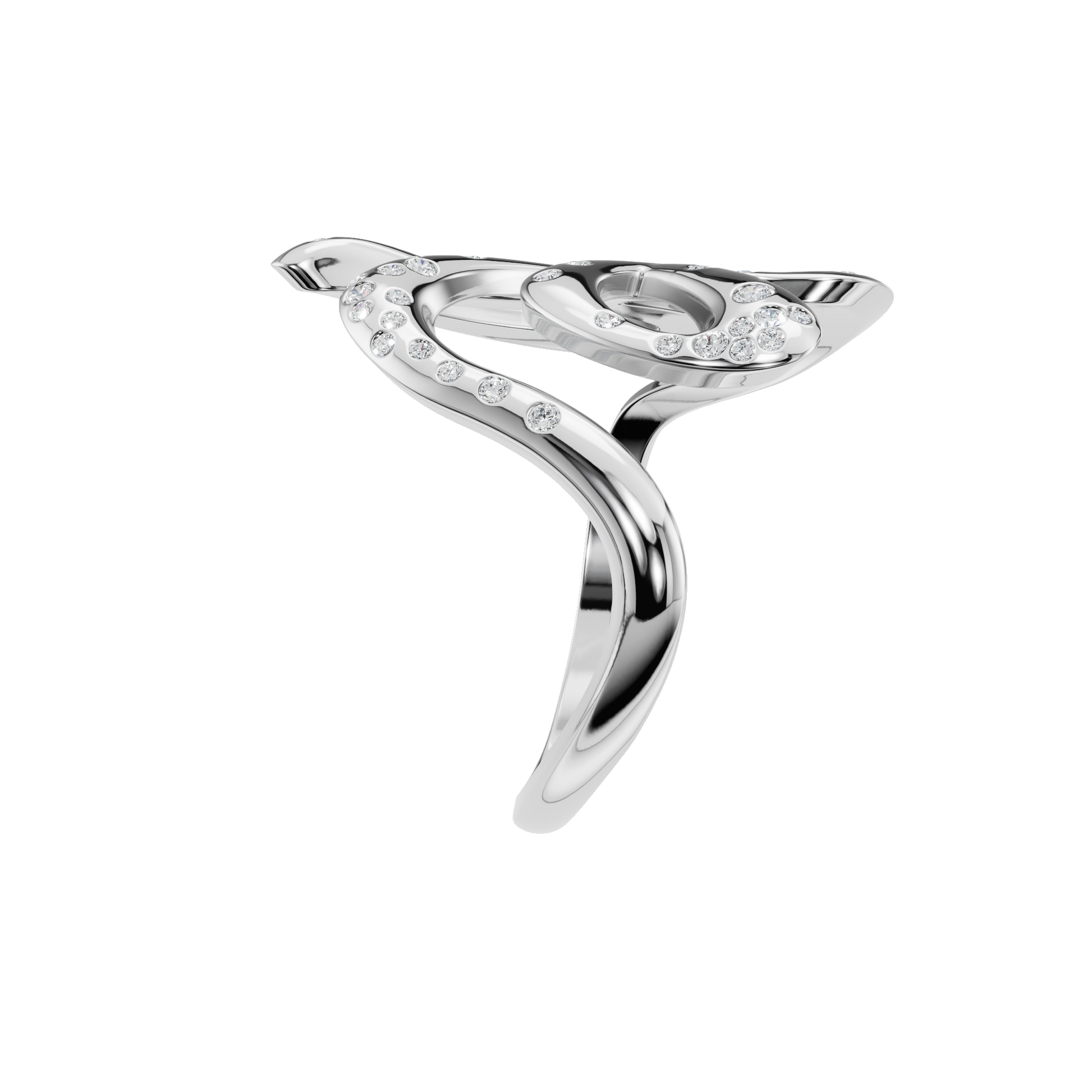 Round Diamond Abstract Statement Ring in Gold | Modern Artistic Open Design Ring