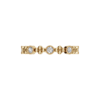Round Diamond Milgrain Station Ring in Gold