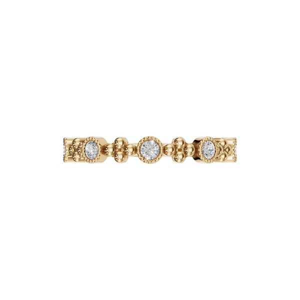 Round Lab Grown Diamond Milgrain Station Ring in 14K Yellow Gold