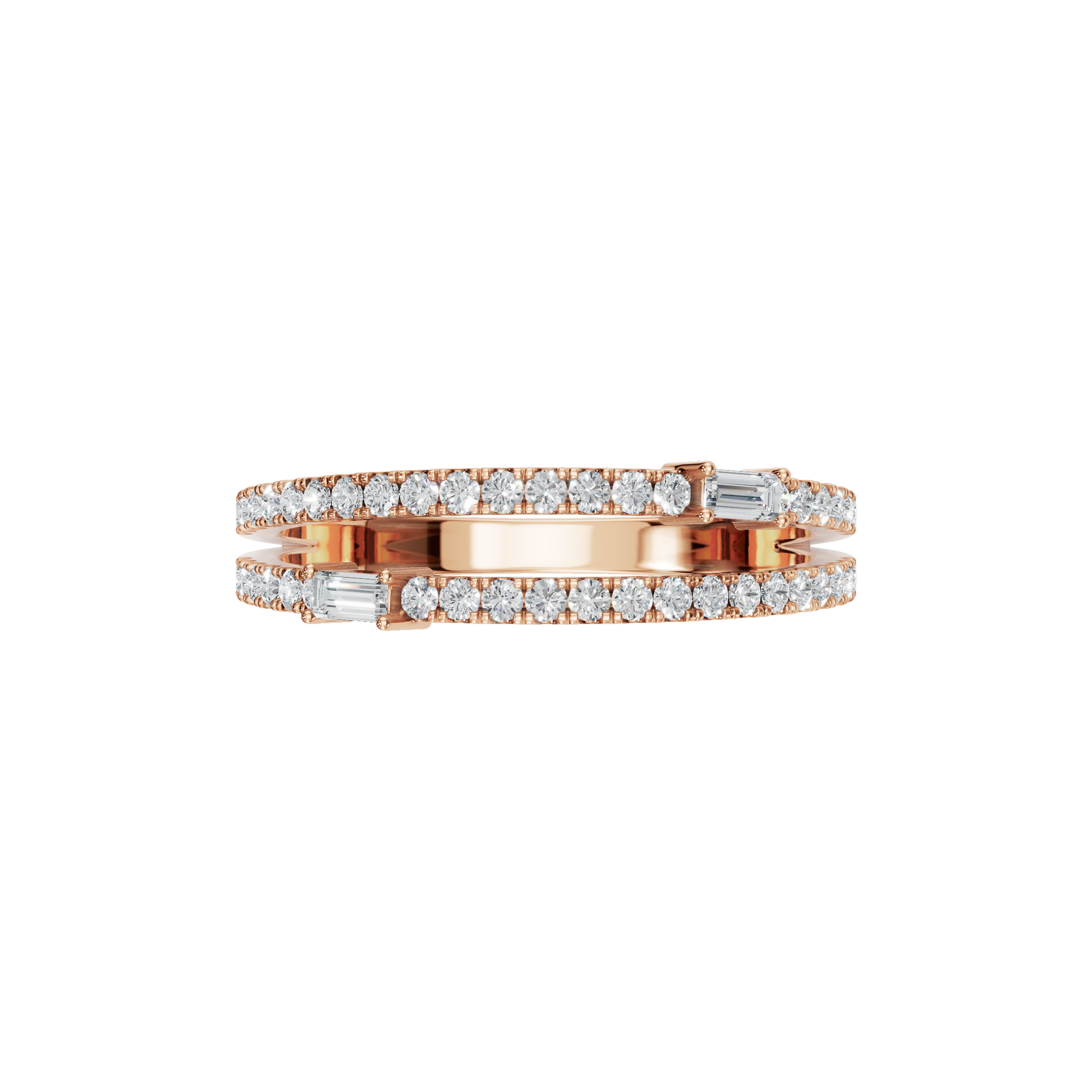 Diamond Band with Round Pave and Baguette Accents
