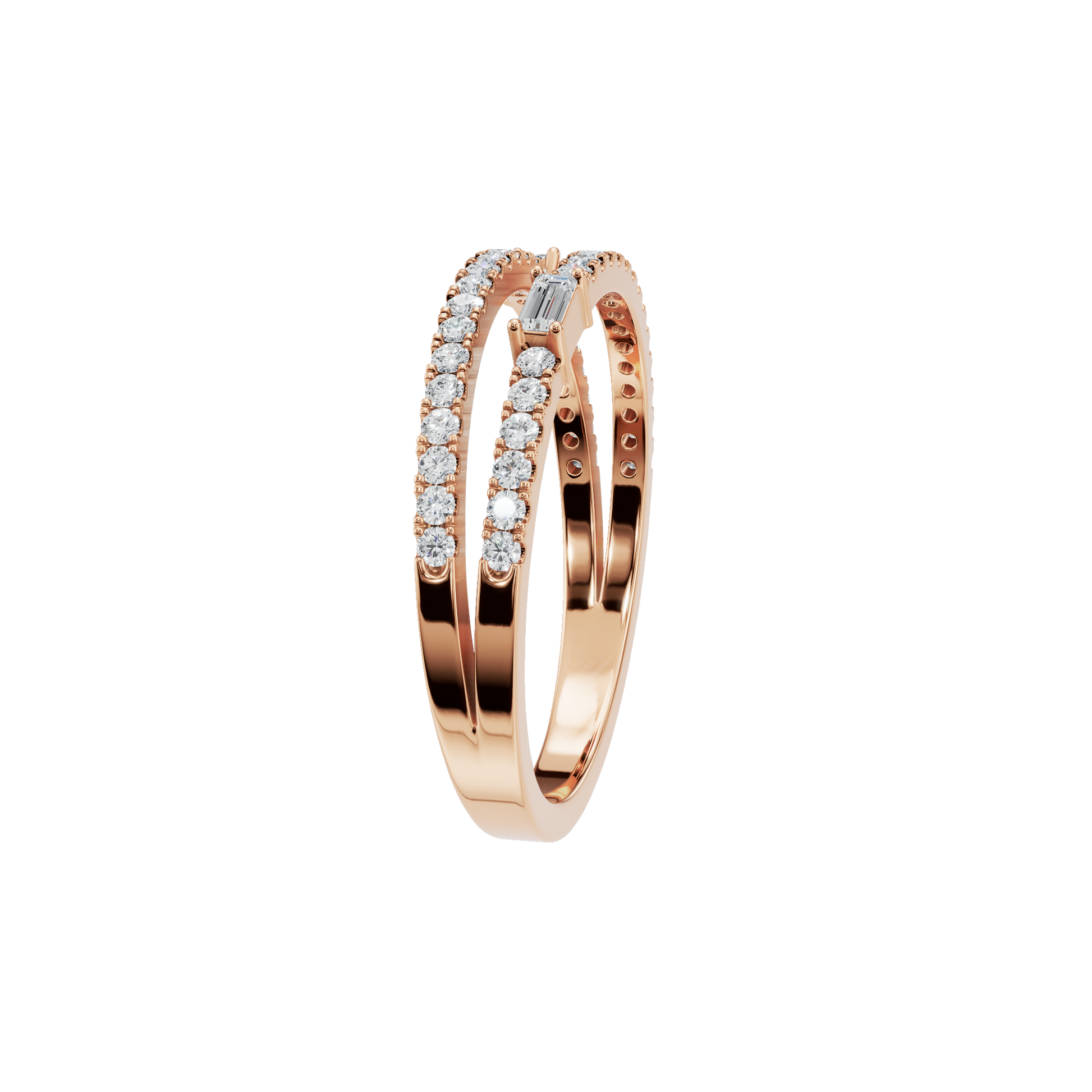 Diamond Band with Round Pave and Baguette Accents