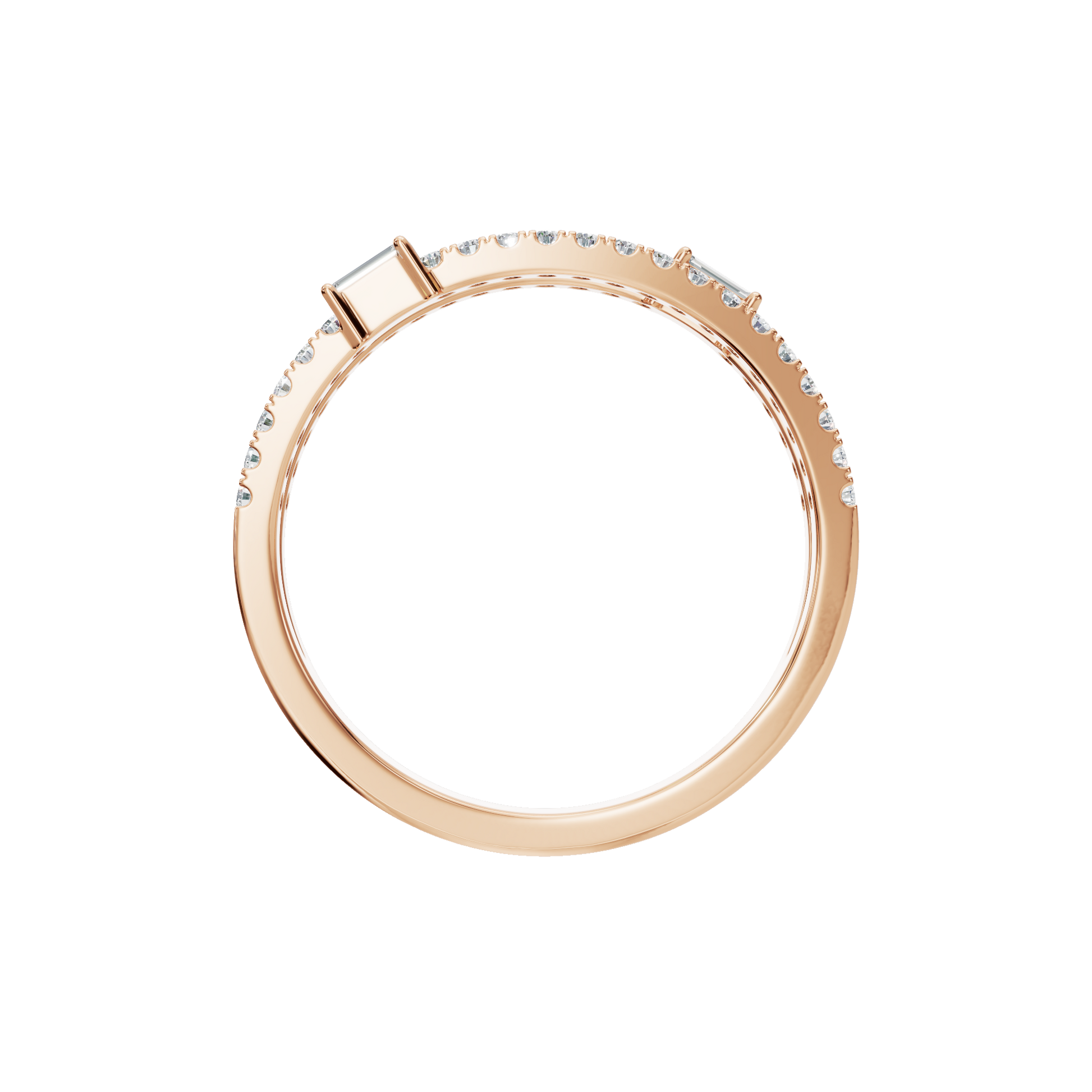 Diamond Band with Round Pave and Baguette Accents