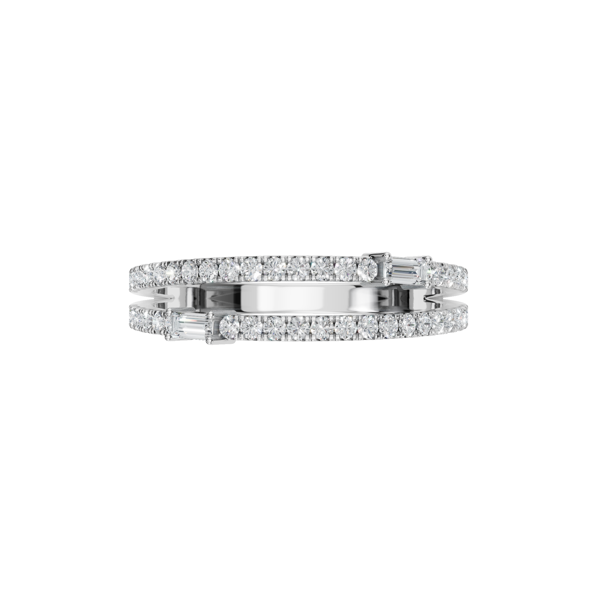 Diamond Band with Round Pave and Baguette Accents