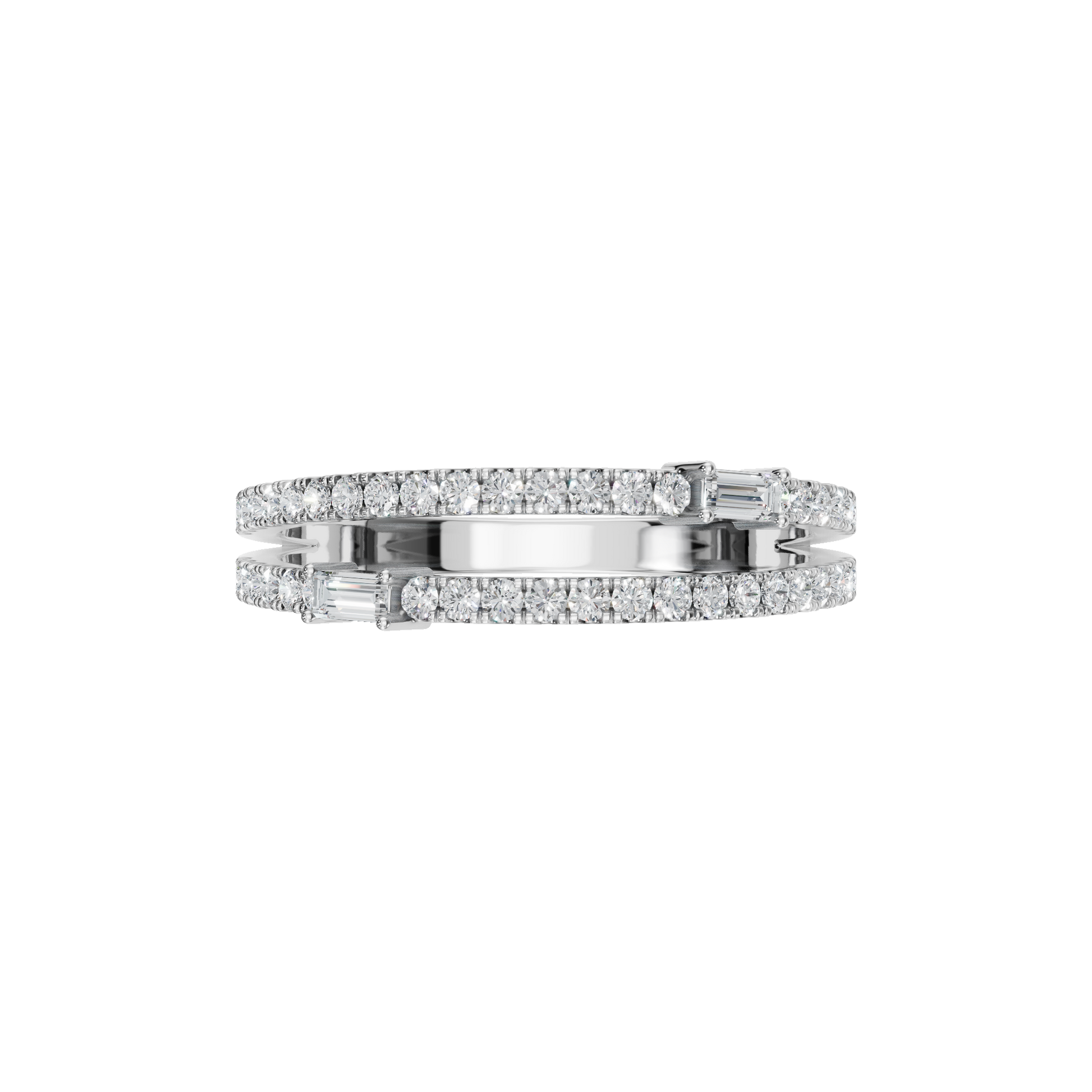 Diamond Band with Round Pave and Baguette Accents