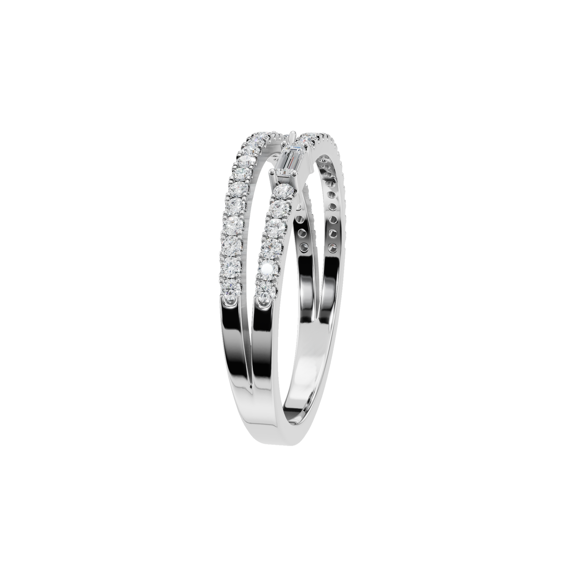 Diamond Band with Round Pave and Baguette Accents