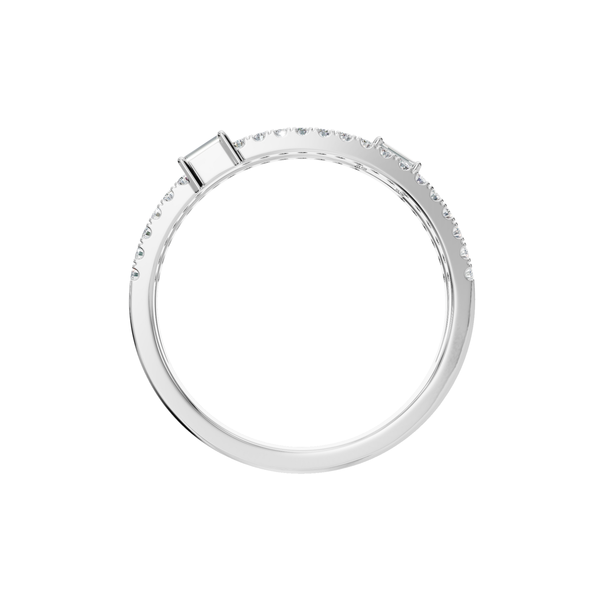 Diamond Band with Round Pave and Baguette Accents