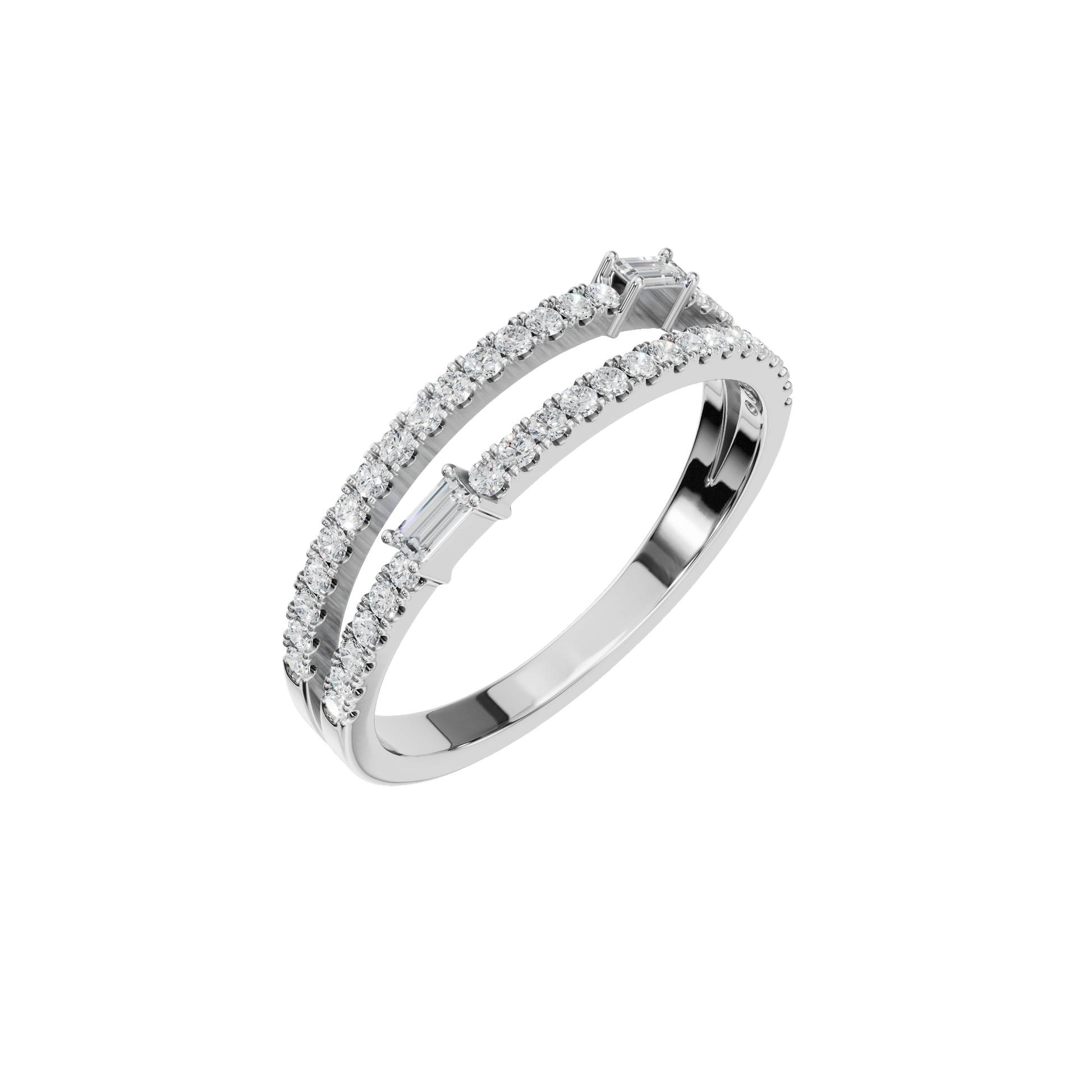 Diamond Band with Round Pave and Baguette Accents