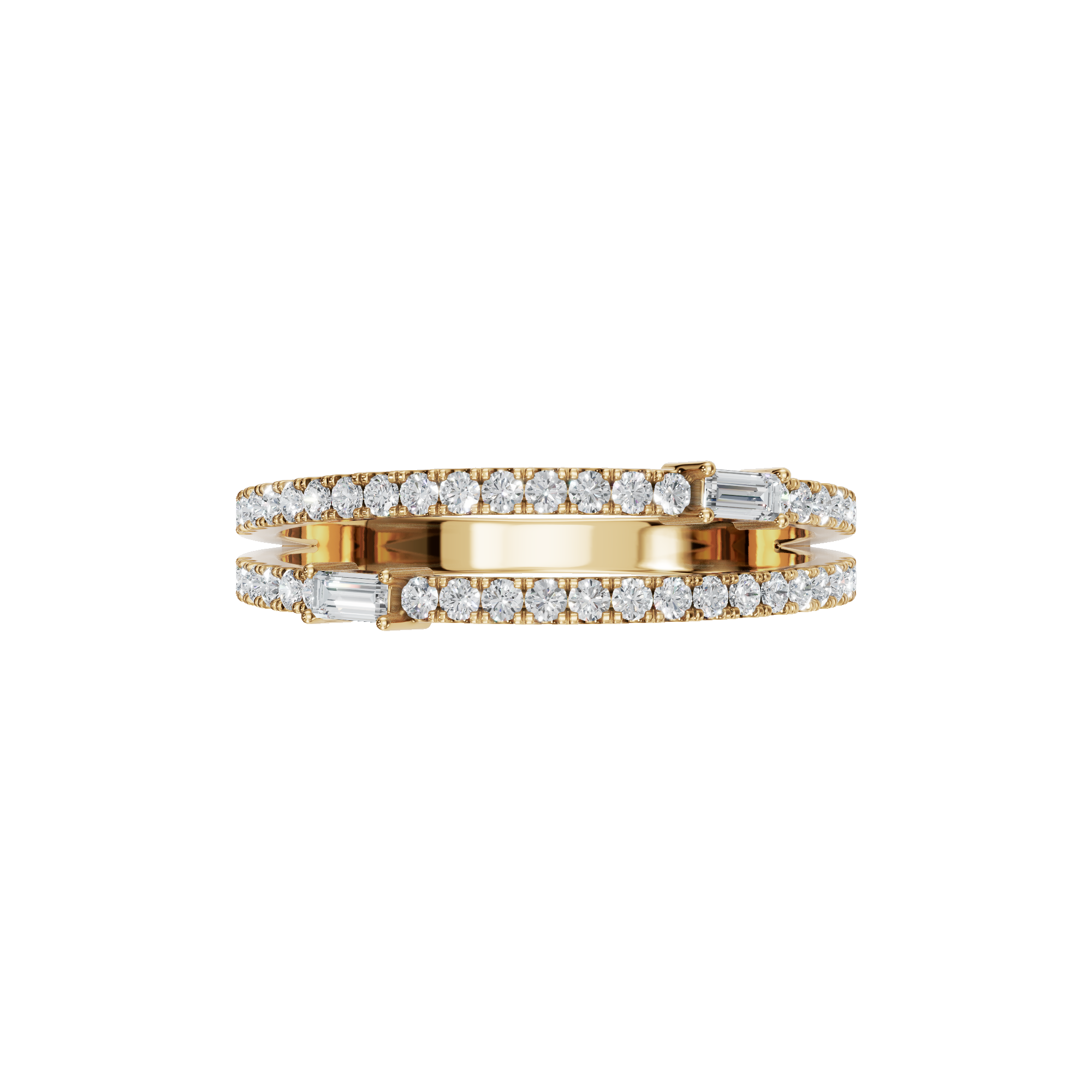Diamond Band with Round Pave and Baguette Accents