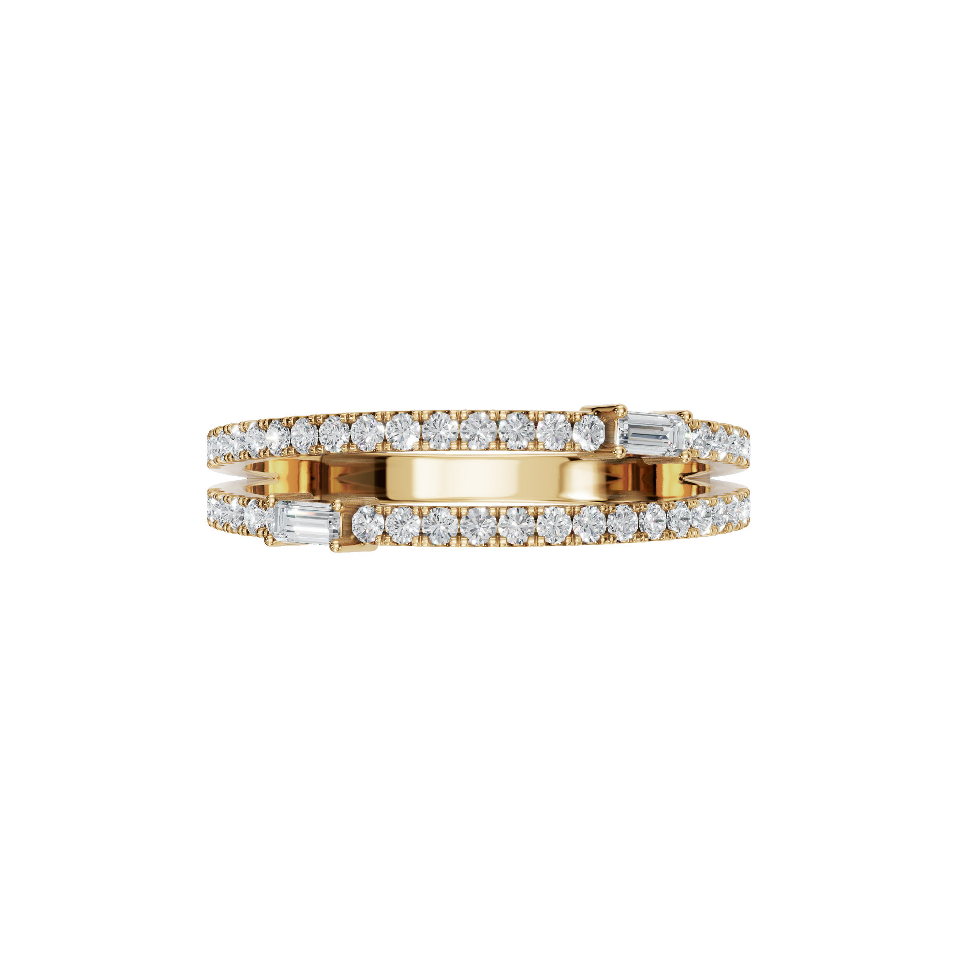 Diamond Band with Round Pave and Baguette Accents