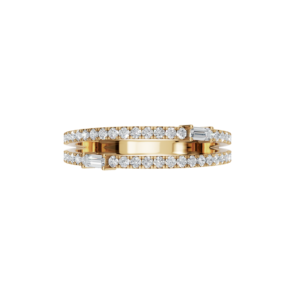 Round & Baguette Lab Diamond Ring in 14K Yellow Gold